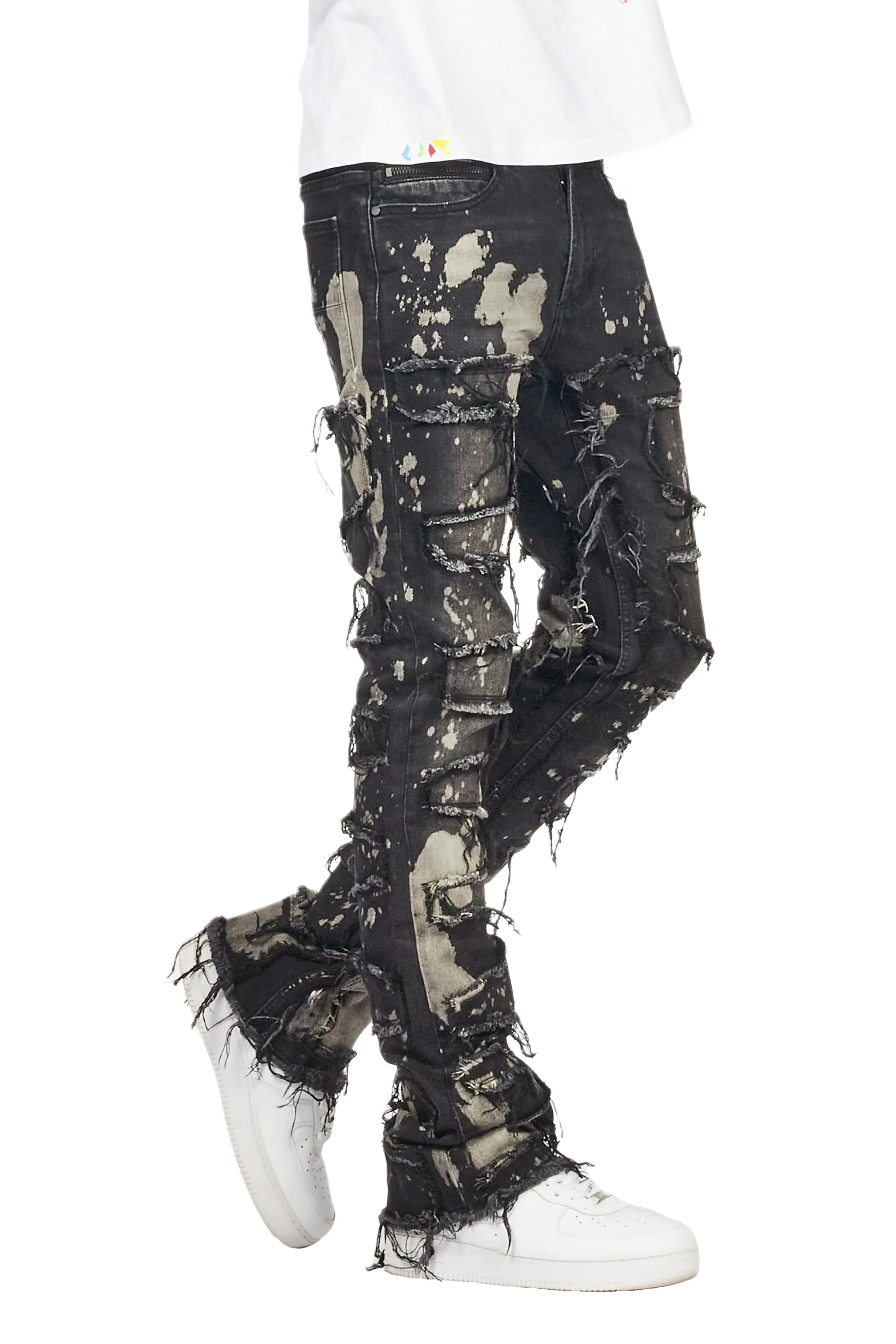 Laban Black Bleach Stacked Flare Jean - Image 10
