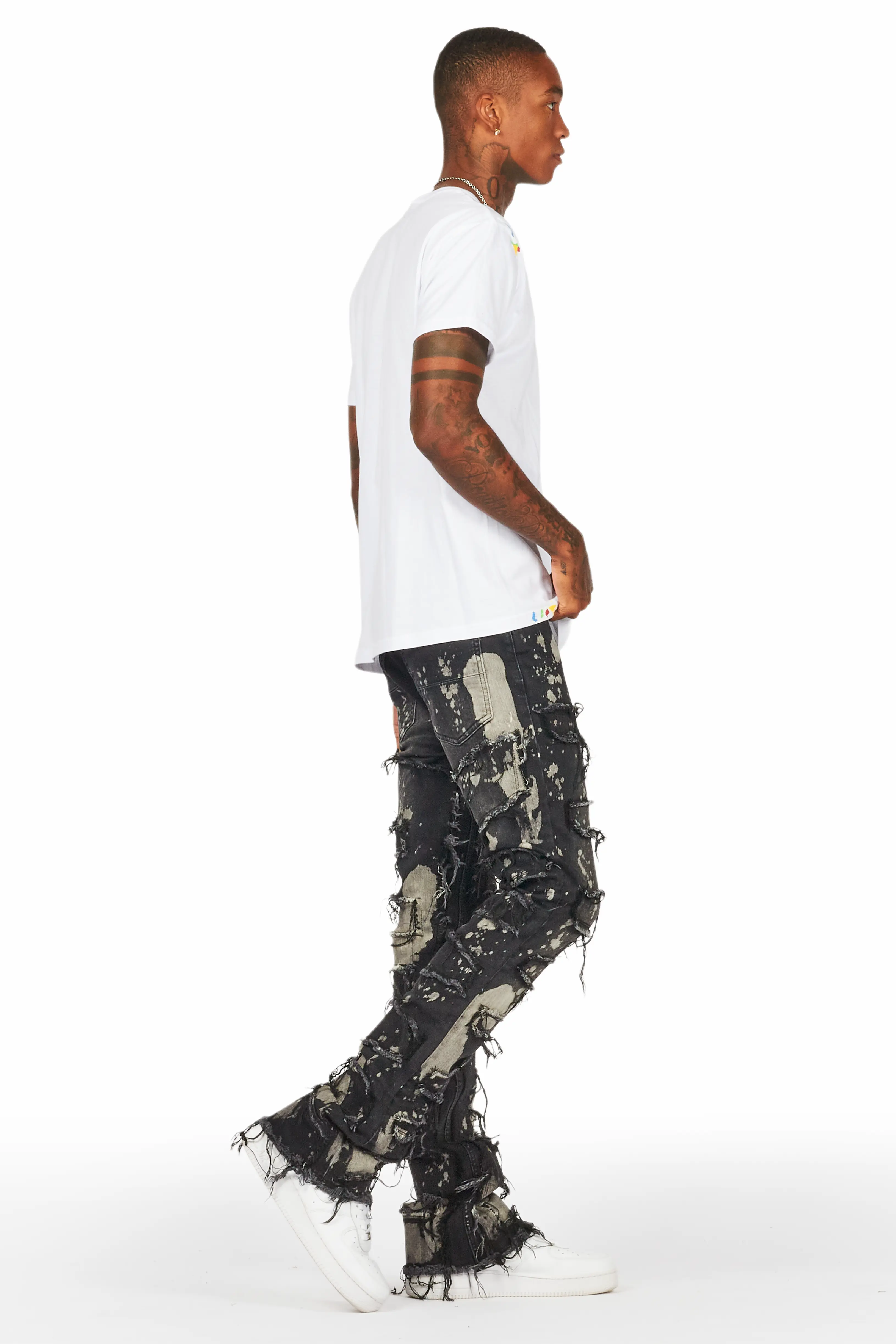 Laban Black Bleach Stacked Flare Jean - Image 4