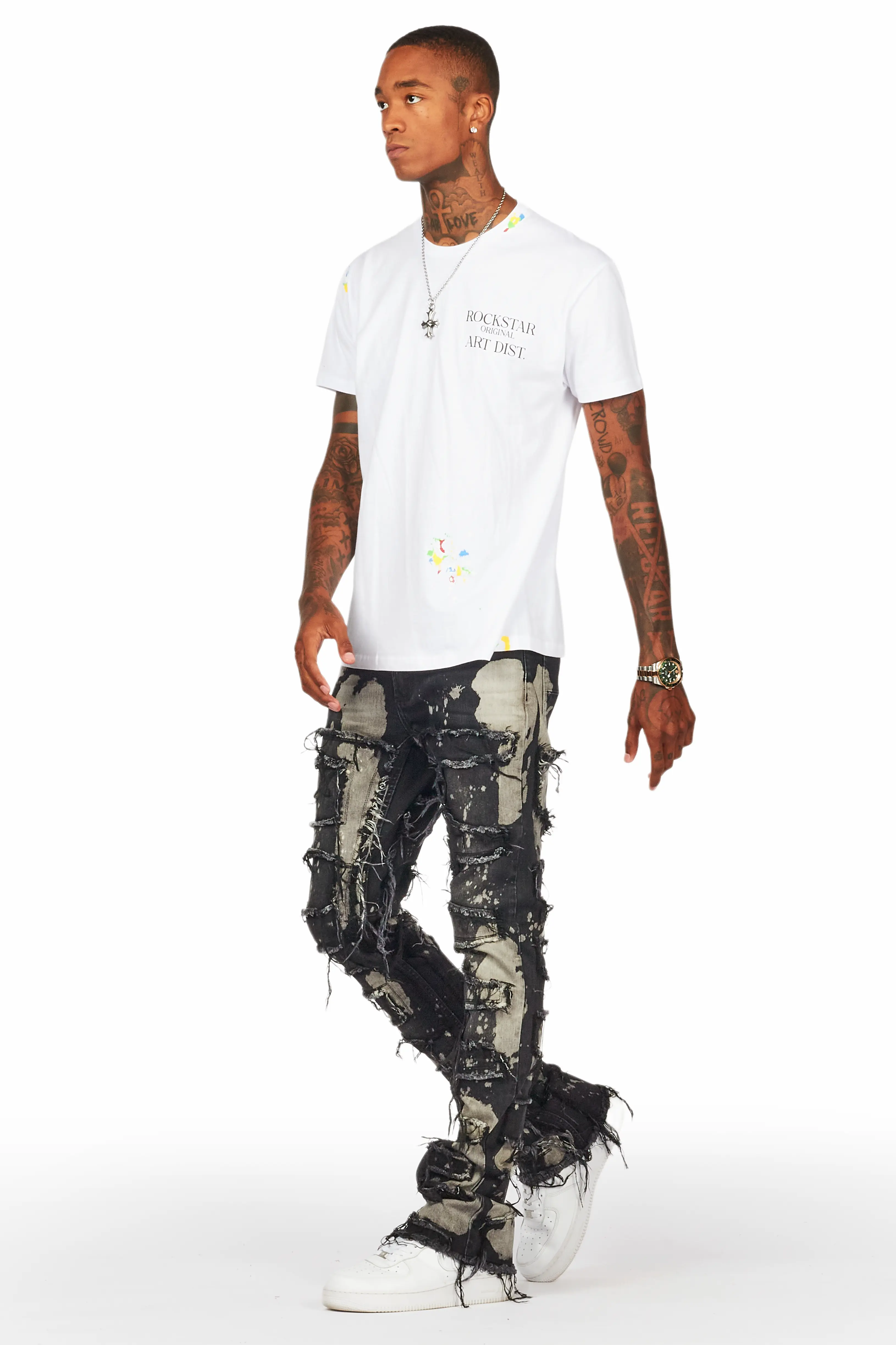 Laban Black Bleach Stacked Flare Jean - Image 6