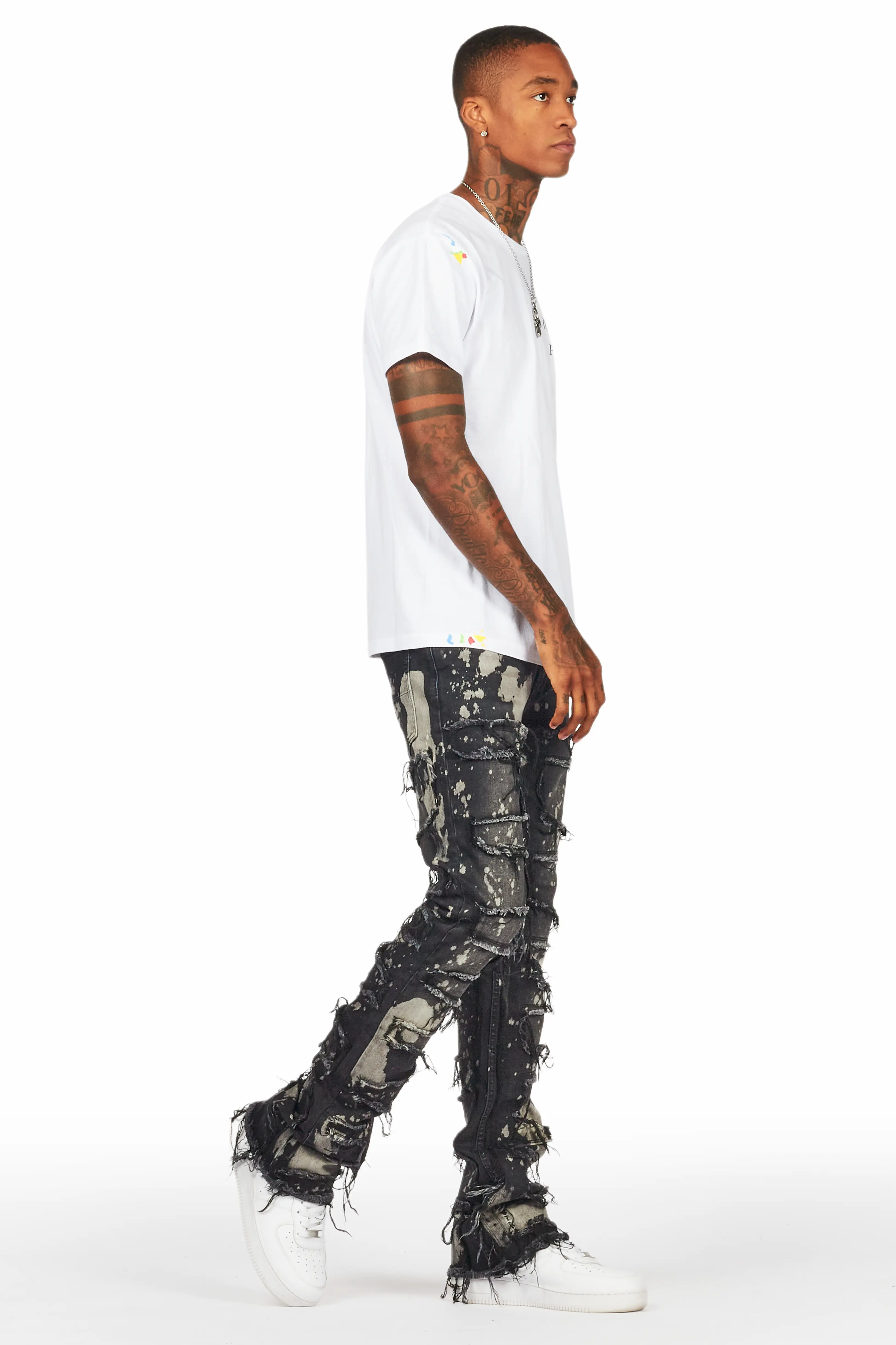 Laban Black Bleach Stacked Flare Jean - Image 7