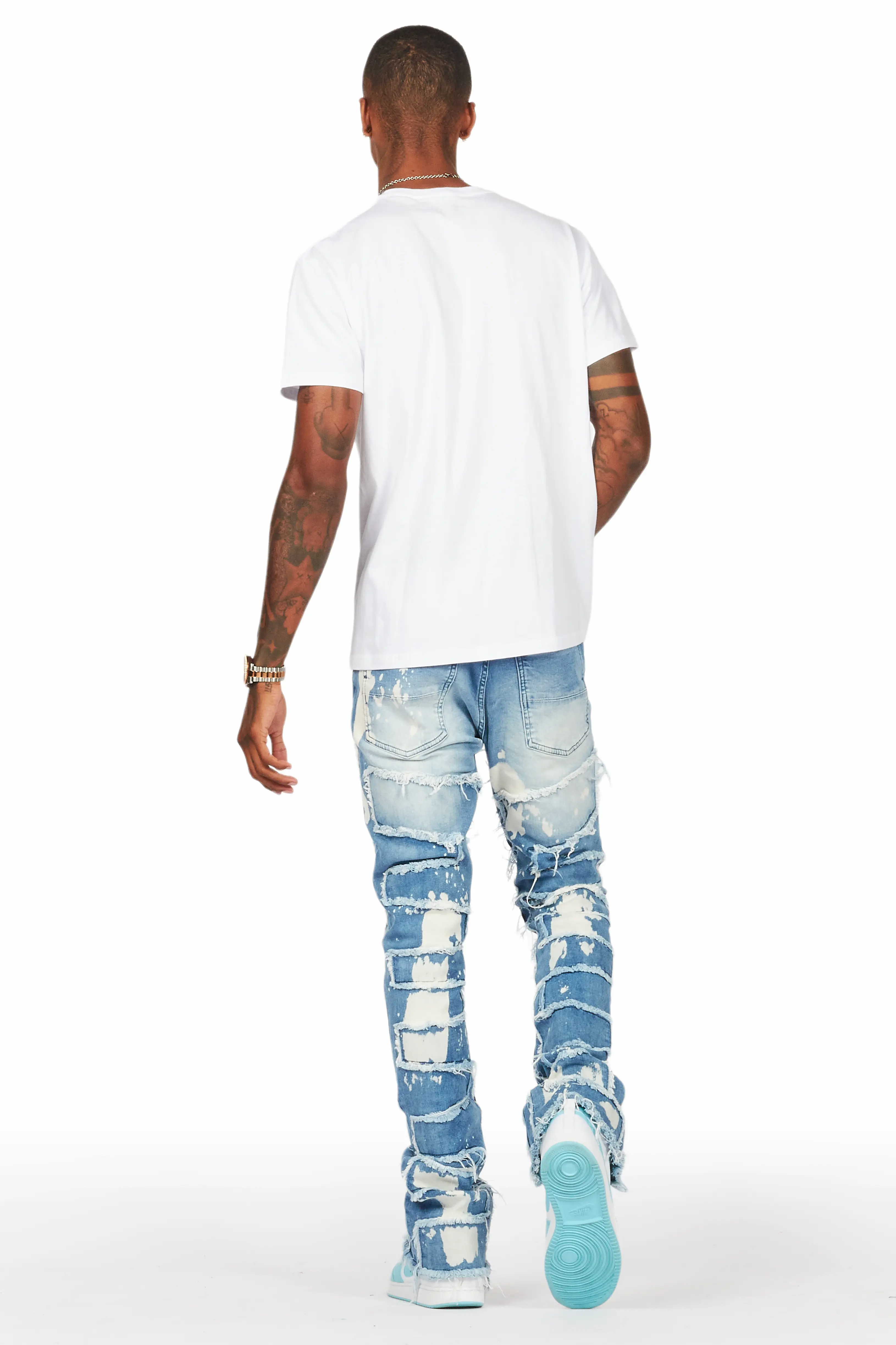 Laban Light Blue Bleach Stacked Flare Jean - Image 5