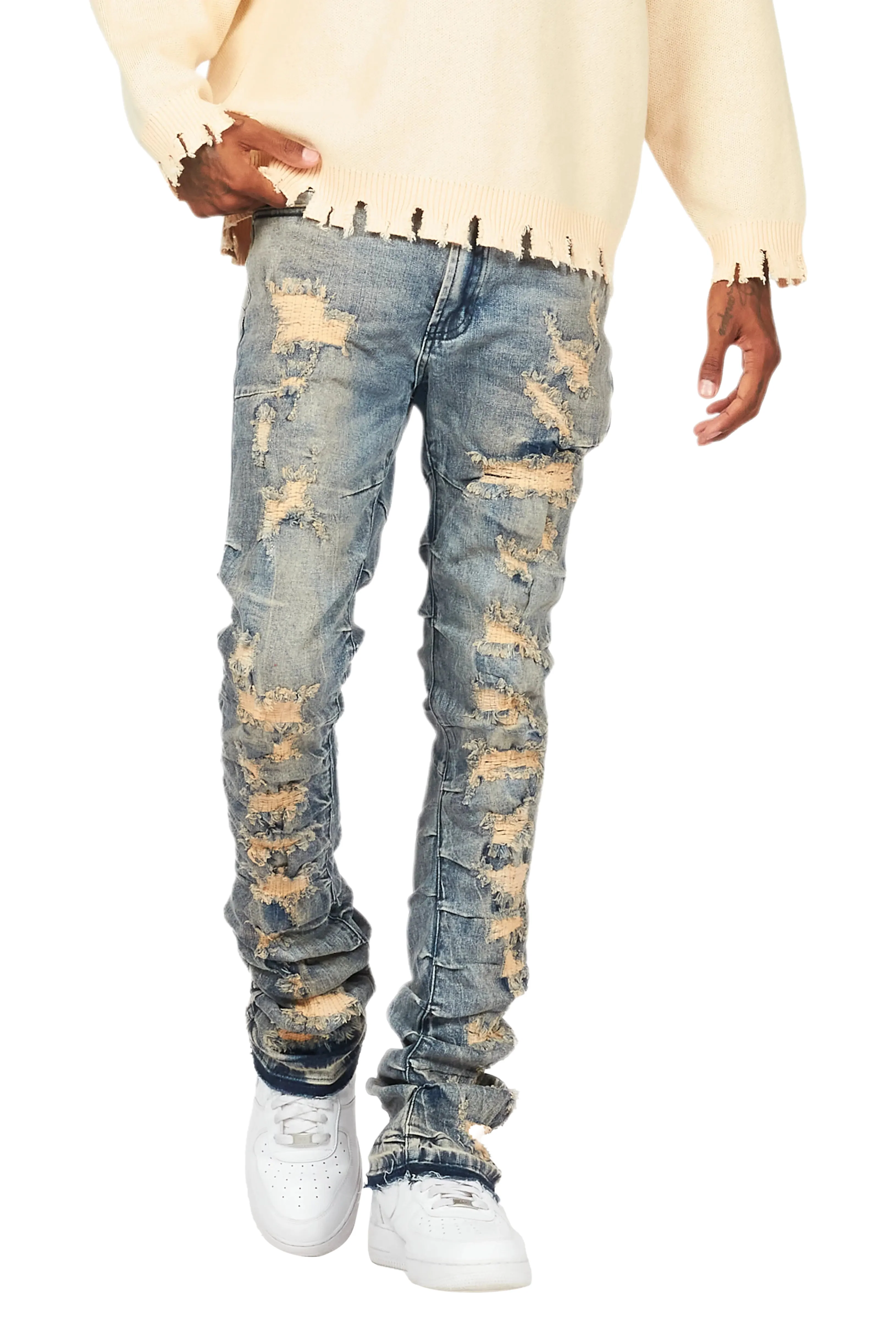 Mercol Blue Stacked Flare Jean - Image 10
