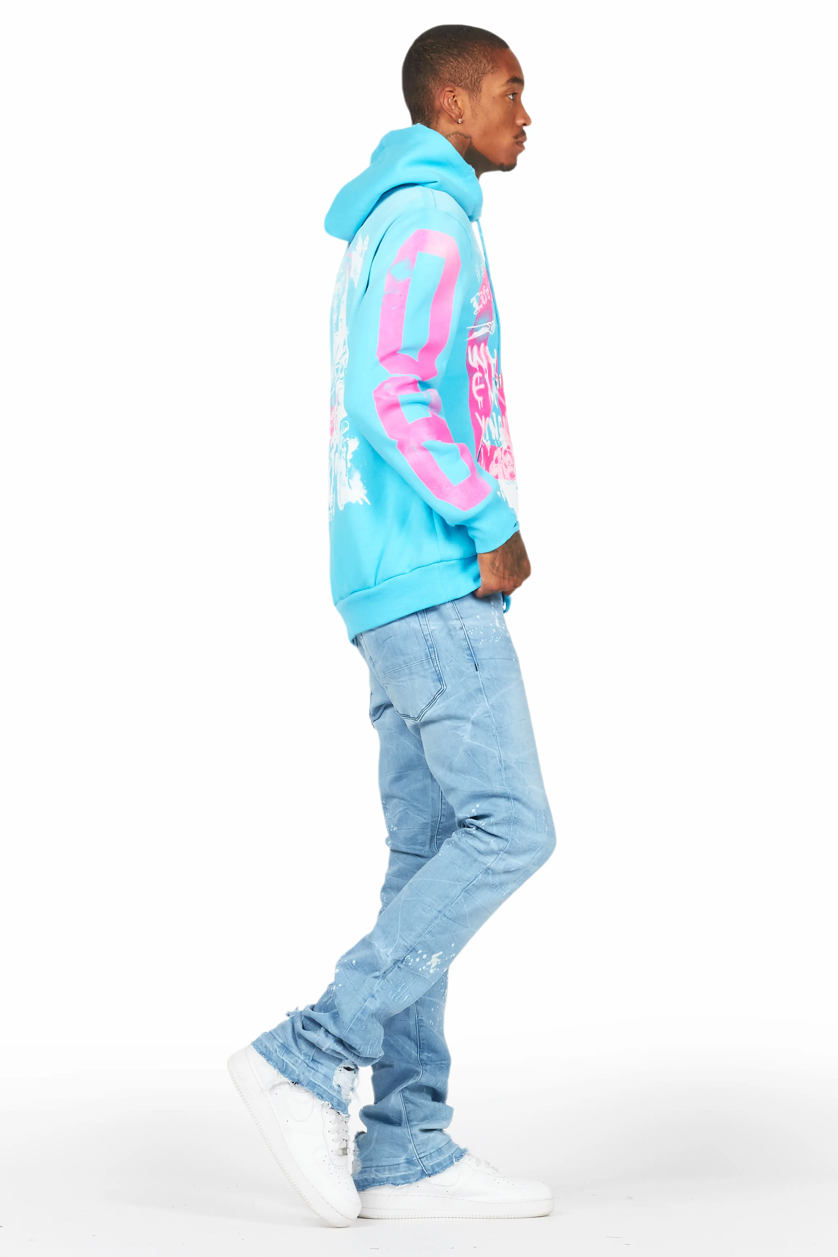 Molter Light Blue Stacked Flare Jean - Image 3