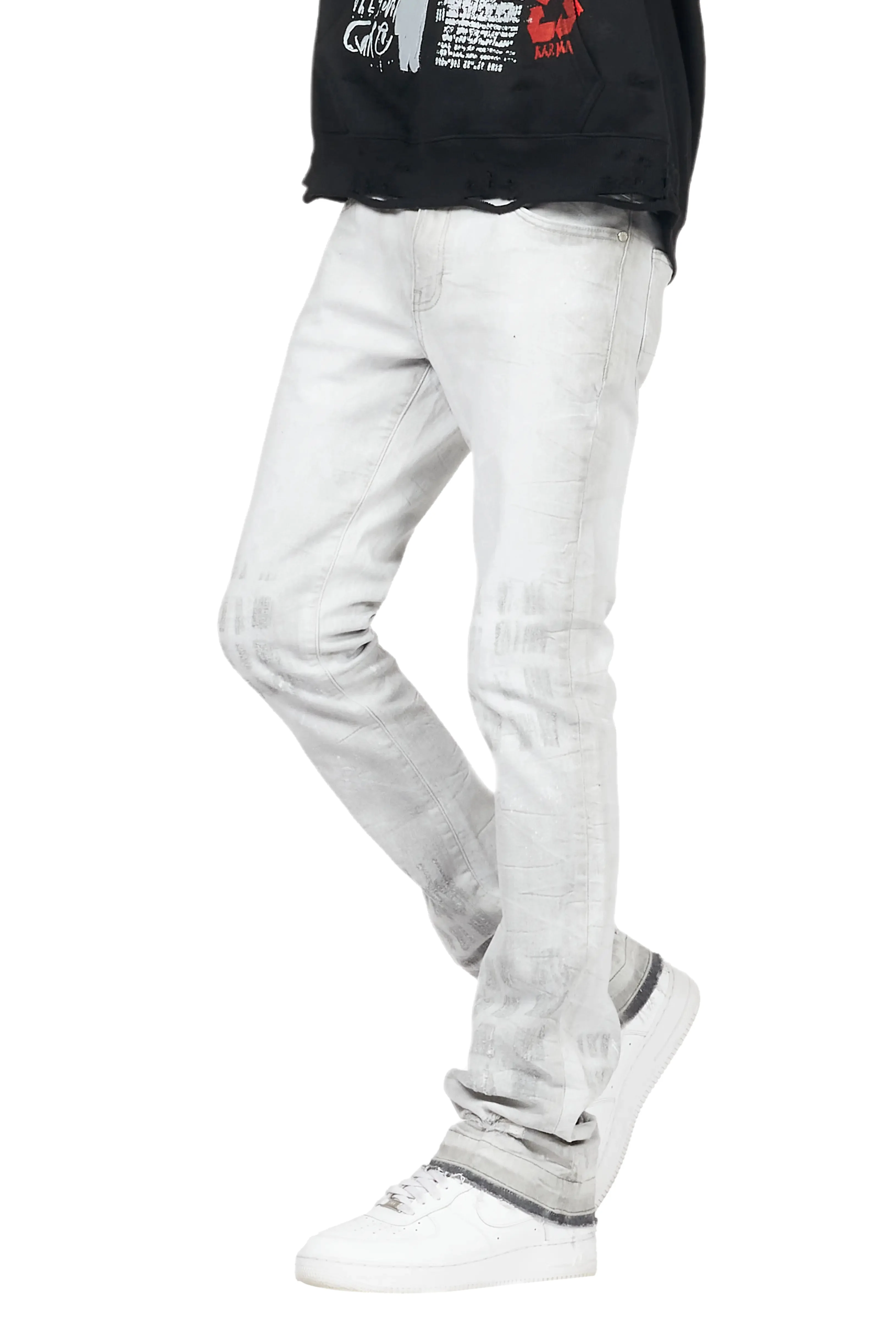 Molter Light Grey Stacked Flare Jean - Image 10