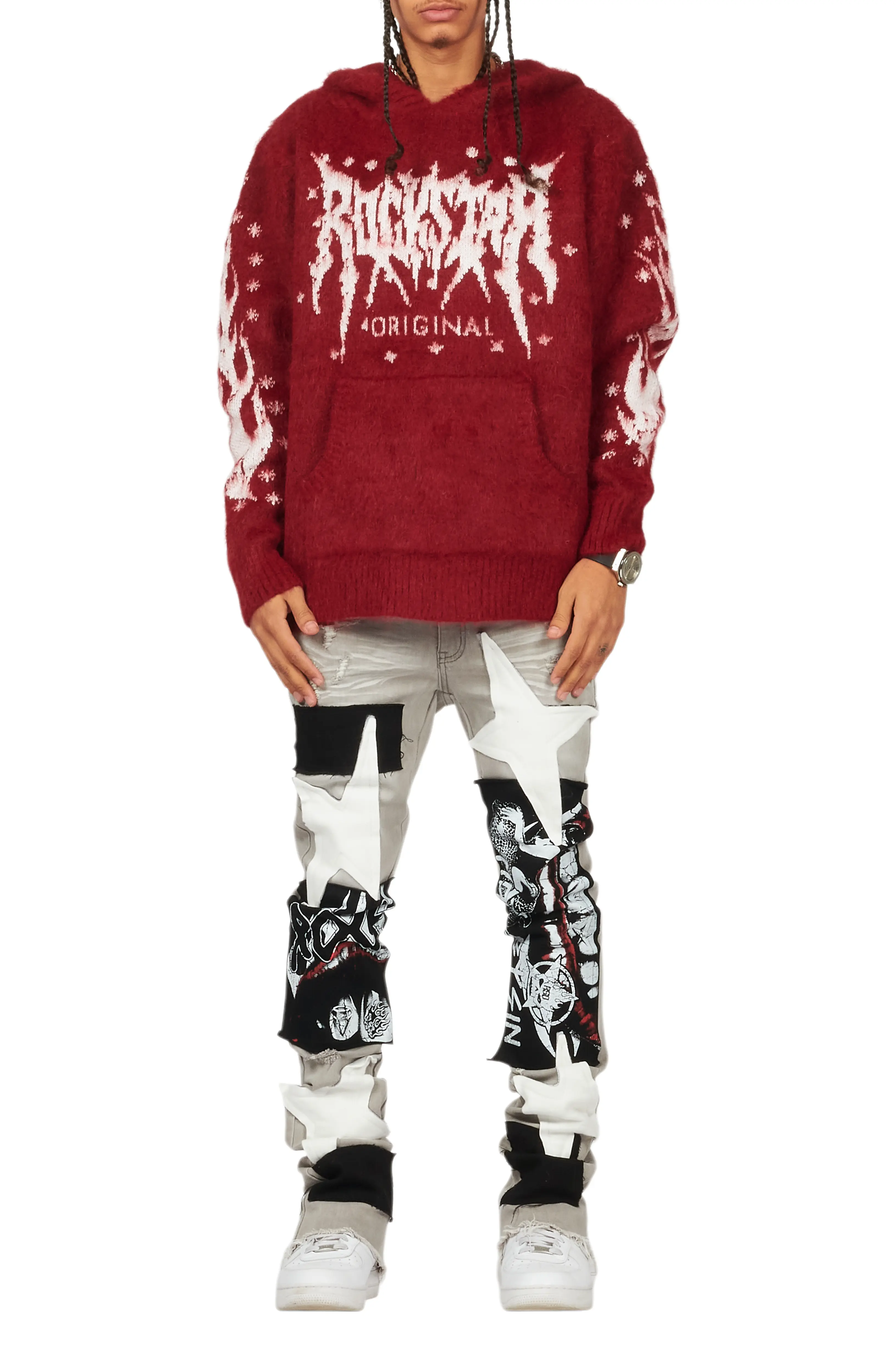 Vadim Grey Patchwork Stacked Flare Jean - Image 10