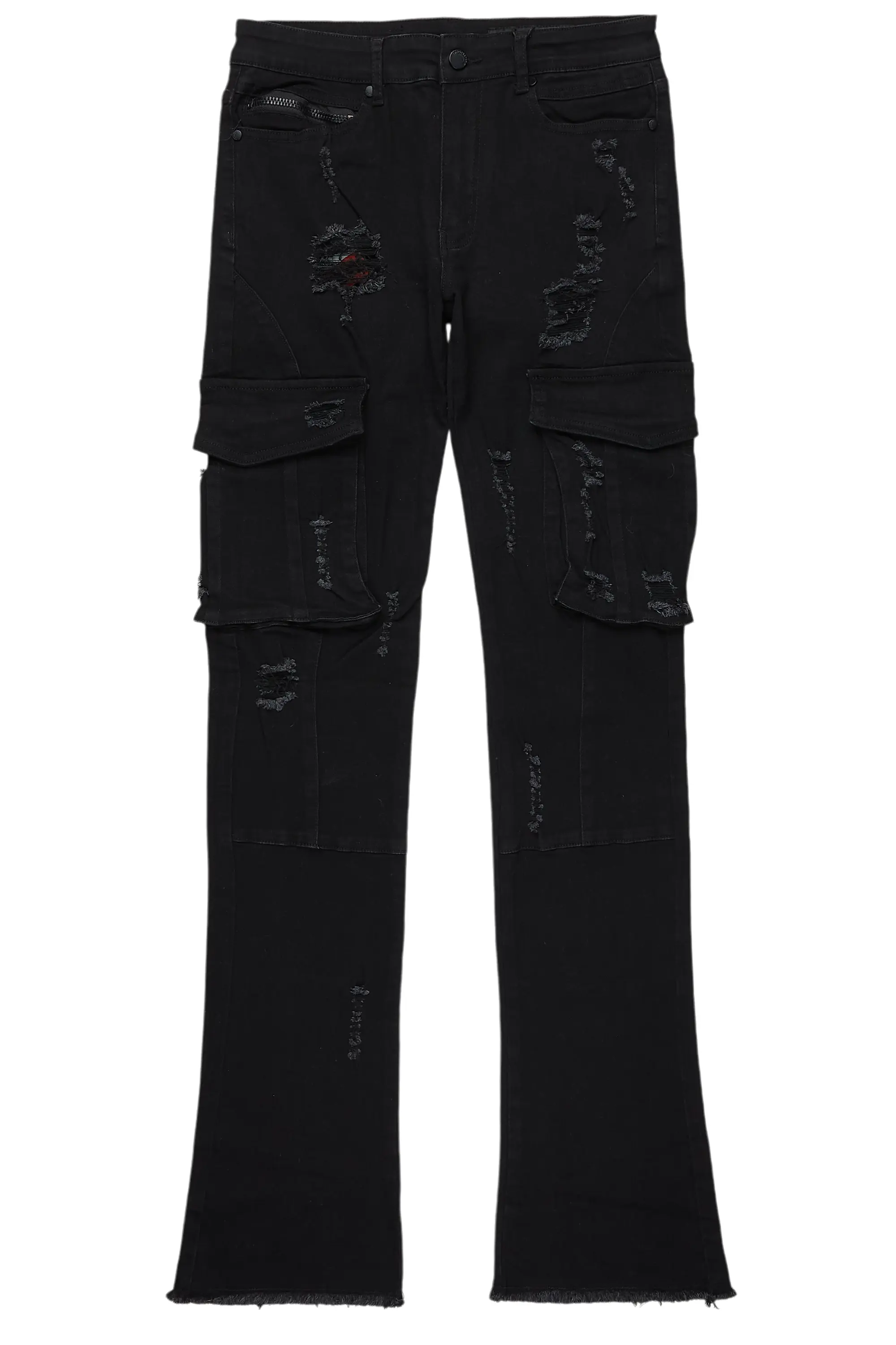 Adalee Black Cargo Stacked Flare Jean - Image 2