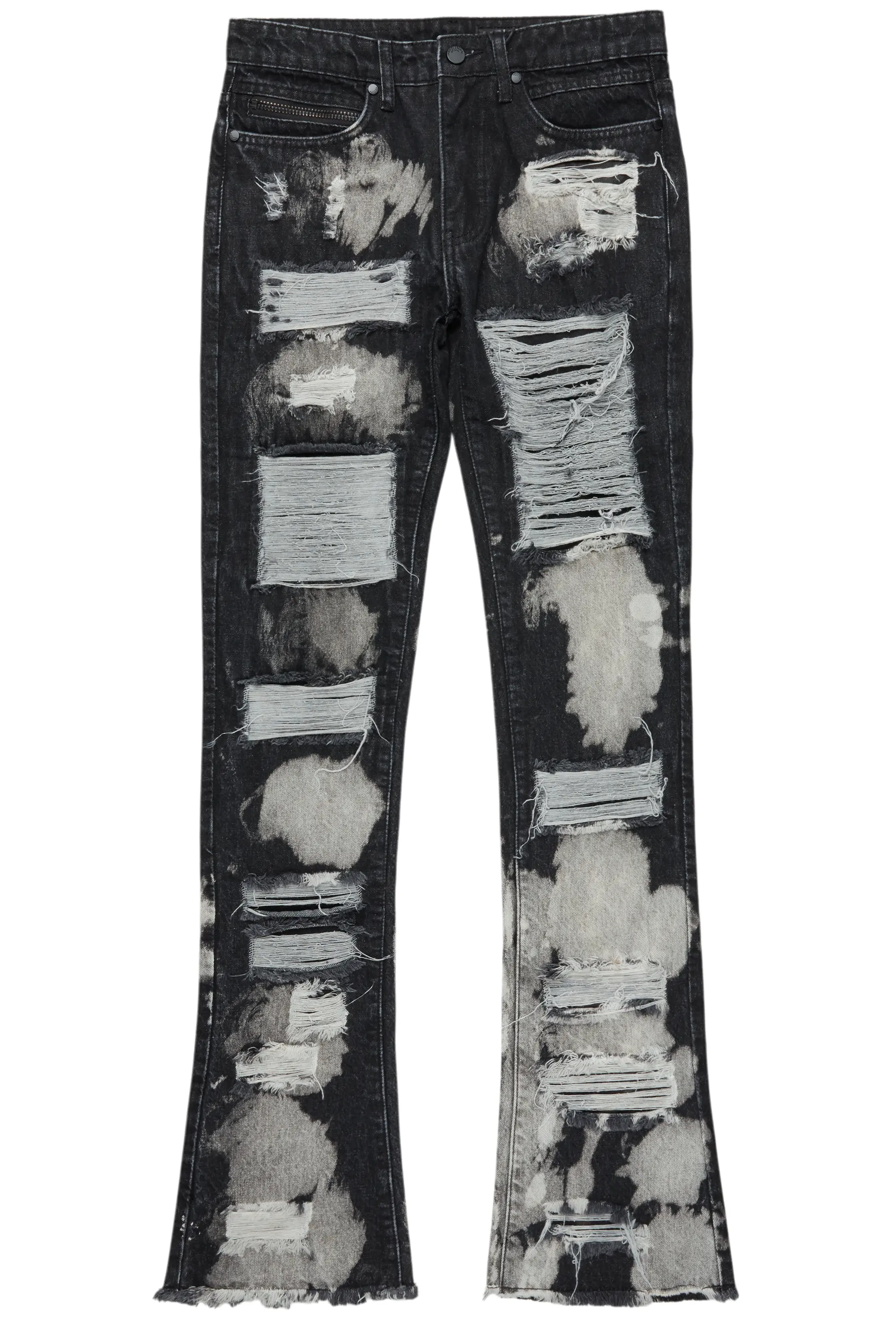 Stig Black Bleach Stacked Flare Jean - Image 2