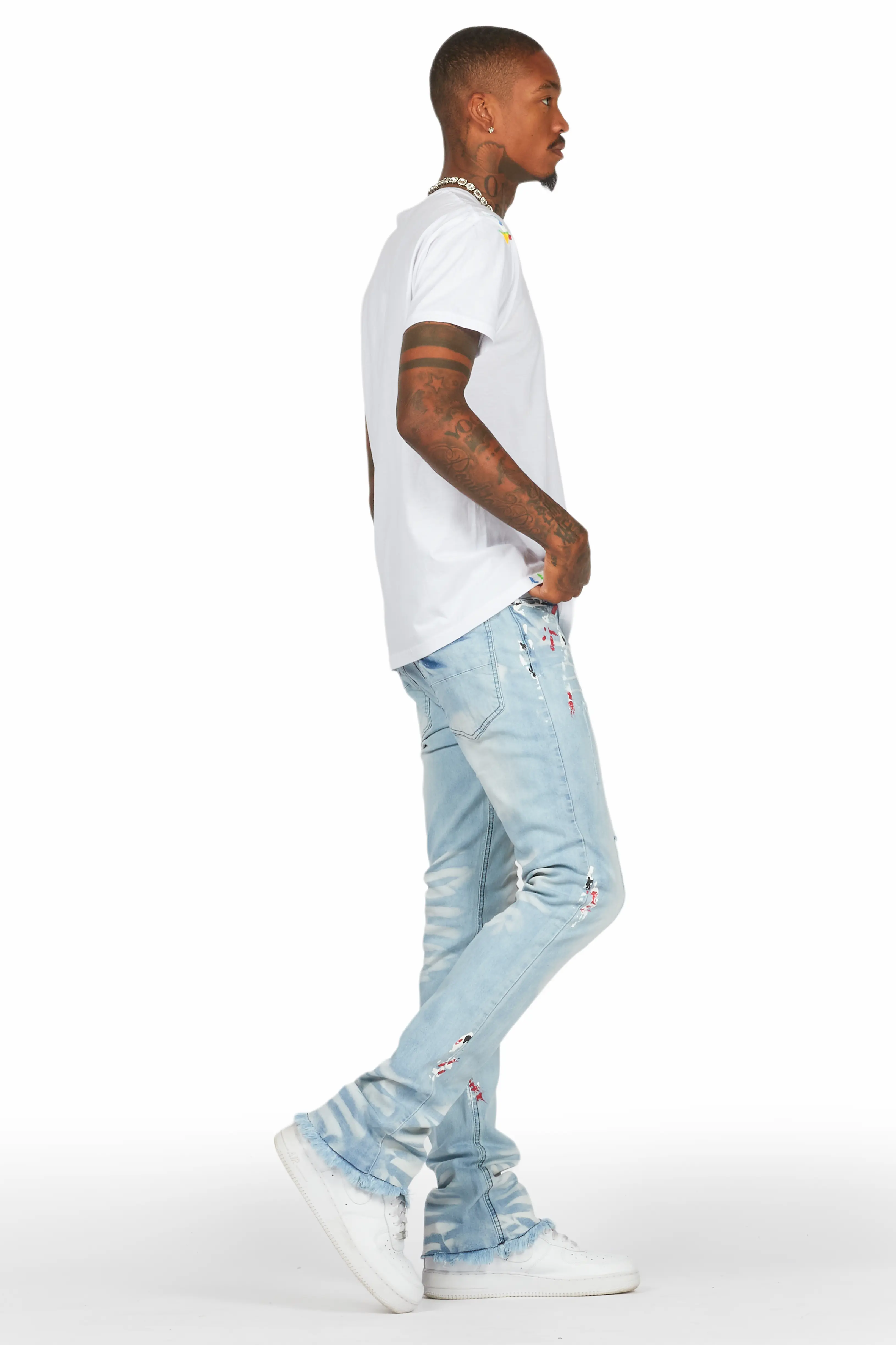 Alvar Blue Painter Stacked Flare Jean - Image 4