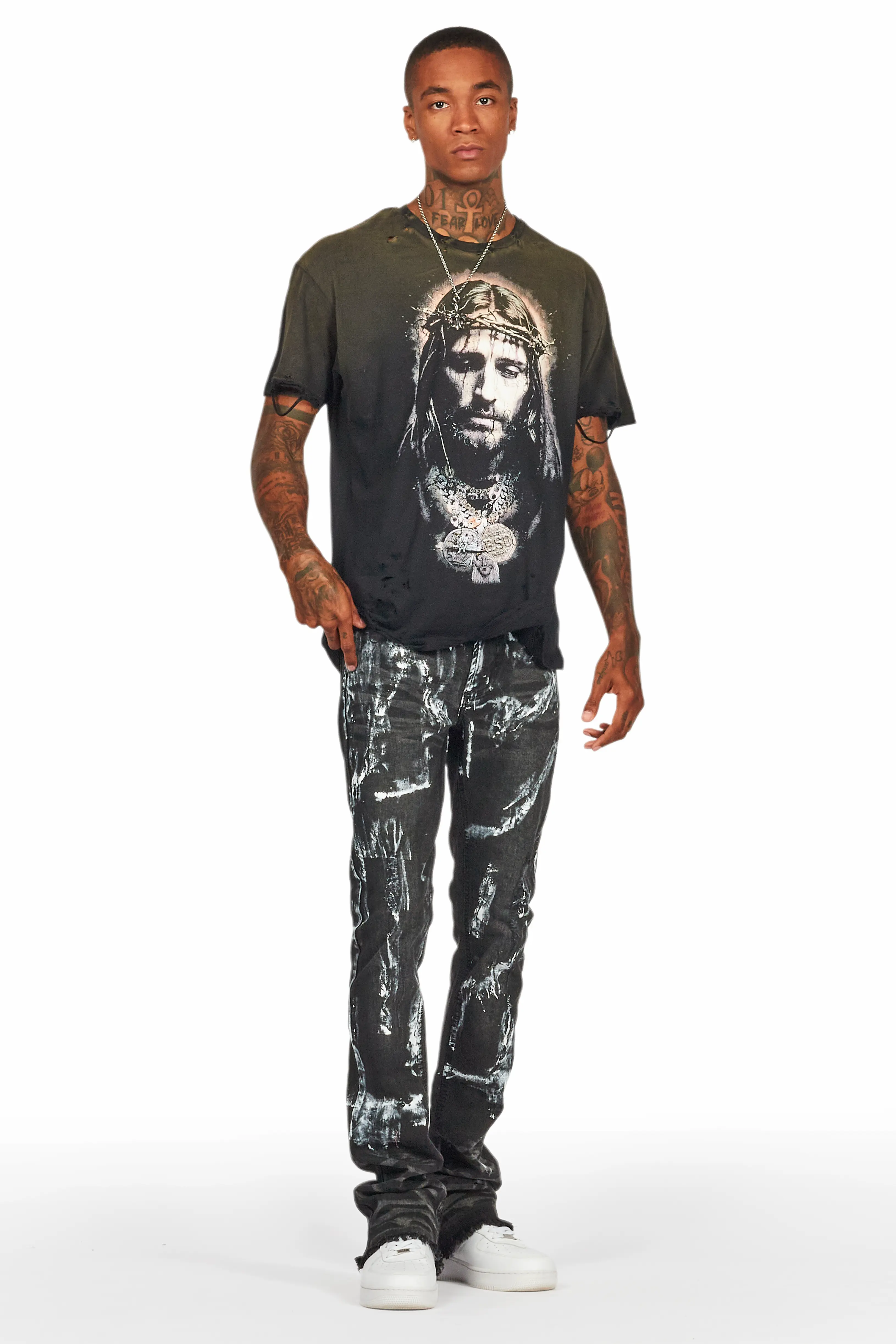 Cale Black Painter Stacked Flare Jean - Image 4