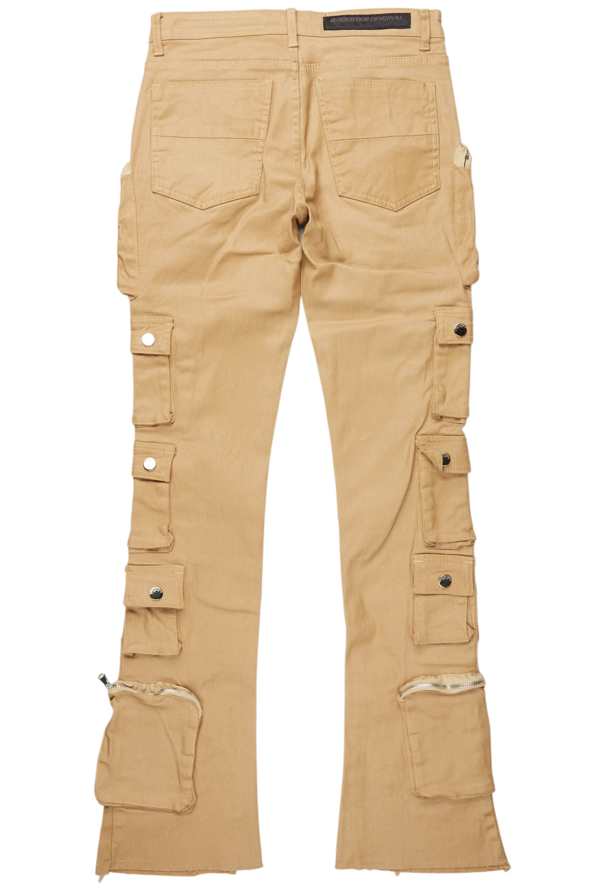 Konrad Beige Coated Stacked Flare Jean - Image 9
