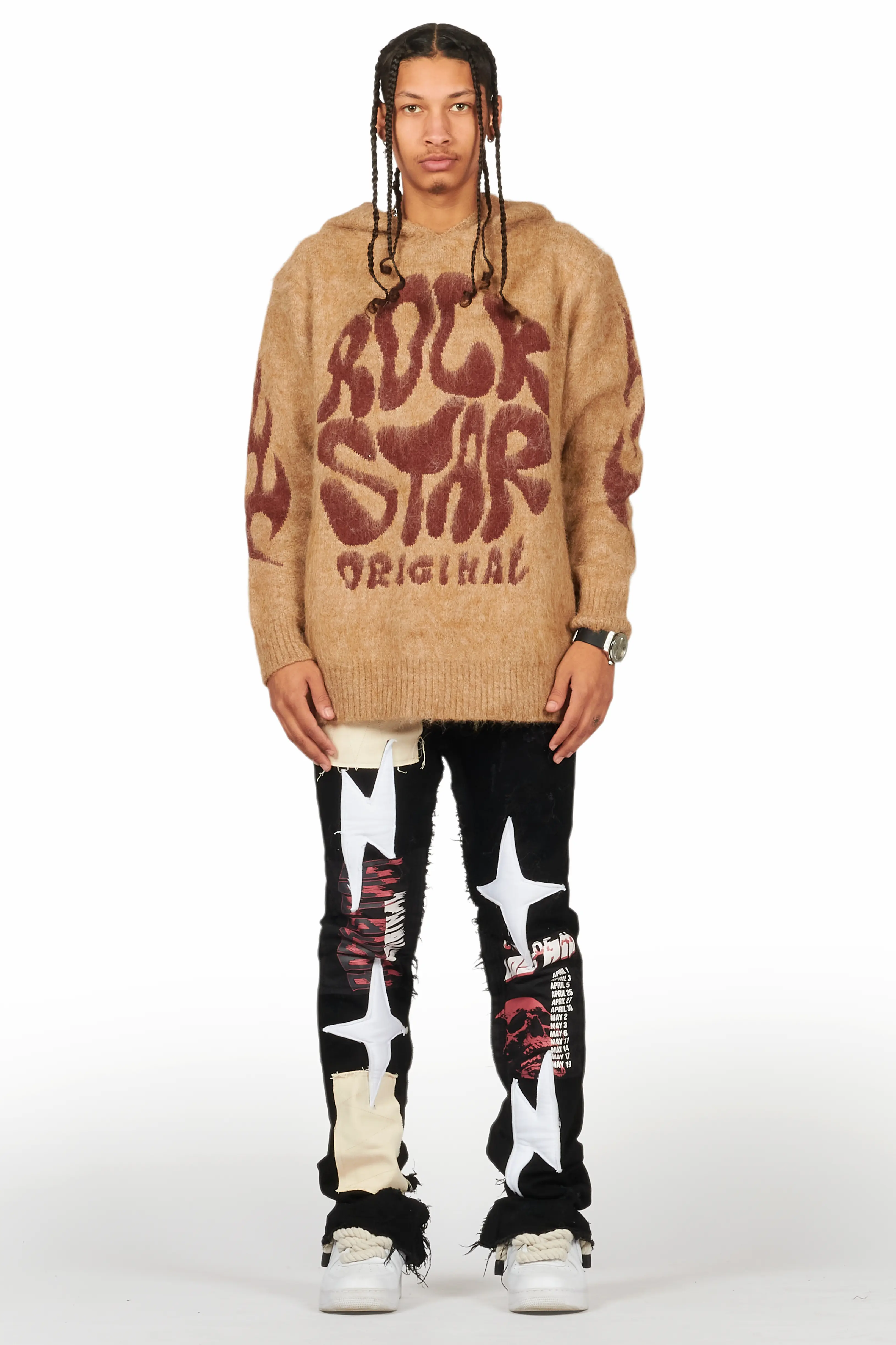 Vinson Black Patchwork Stacked Flare Jean - Image 3