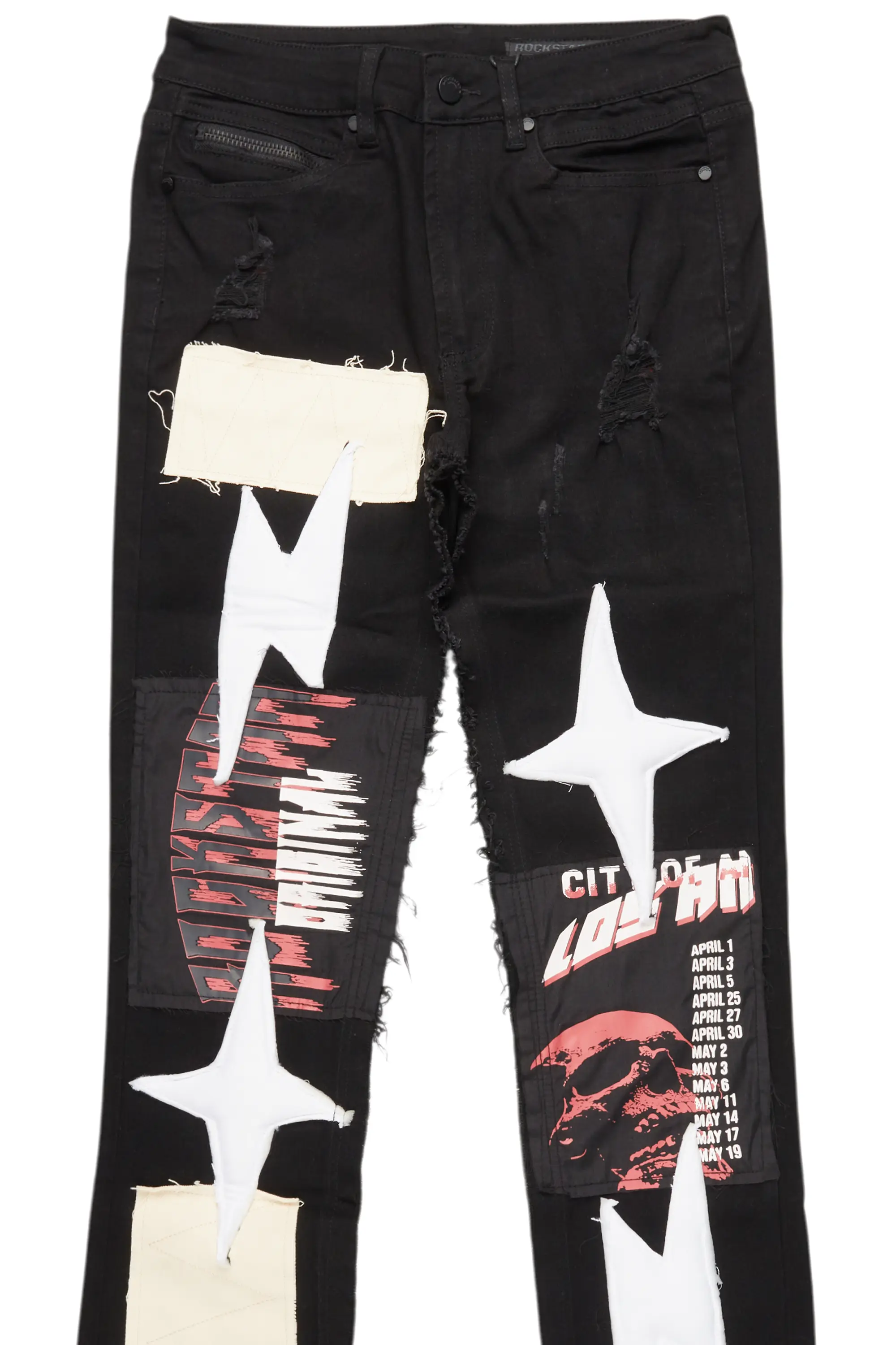 Vinson Black Patchwork Stacked Flare Jean - Image 8