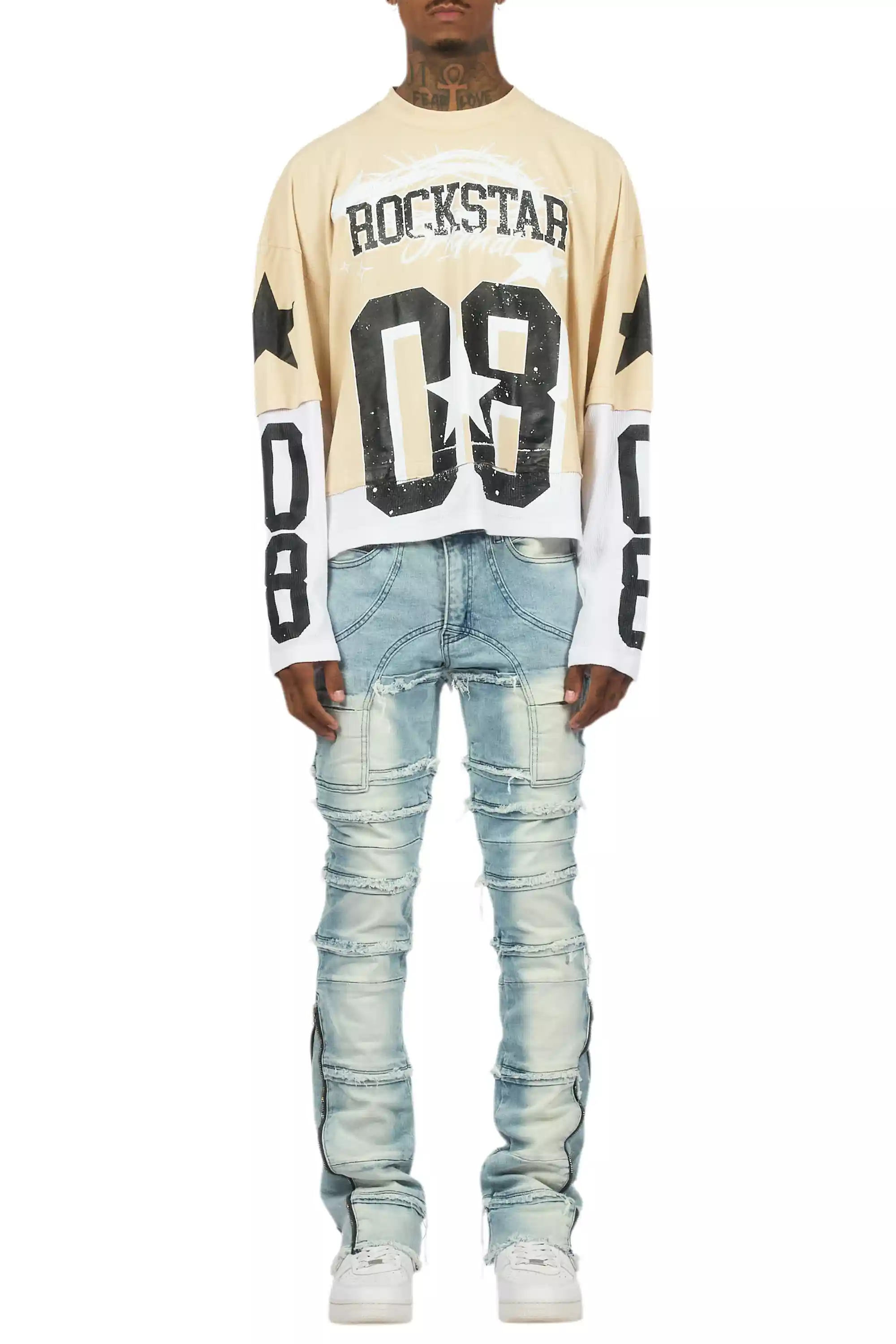 Horado Light Blue Wash Stacked Flare Jean - Image 11