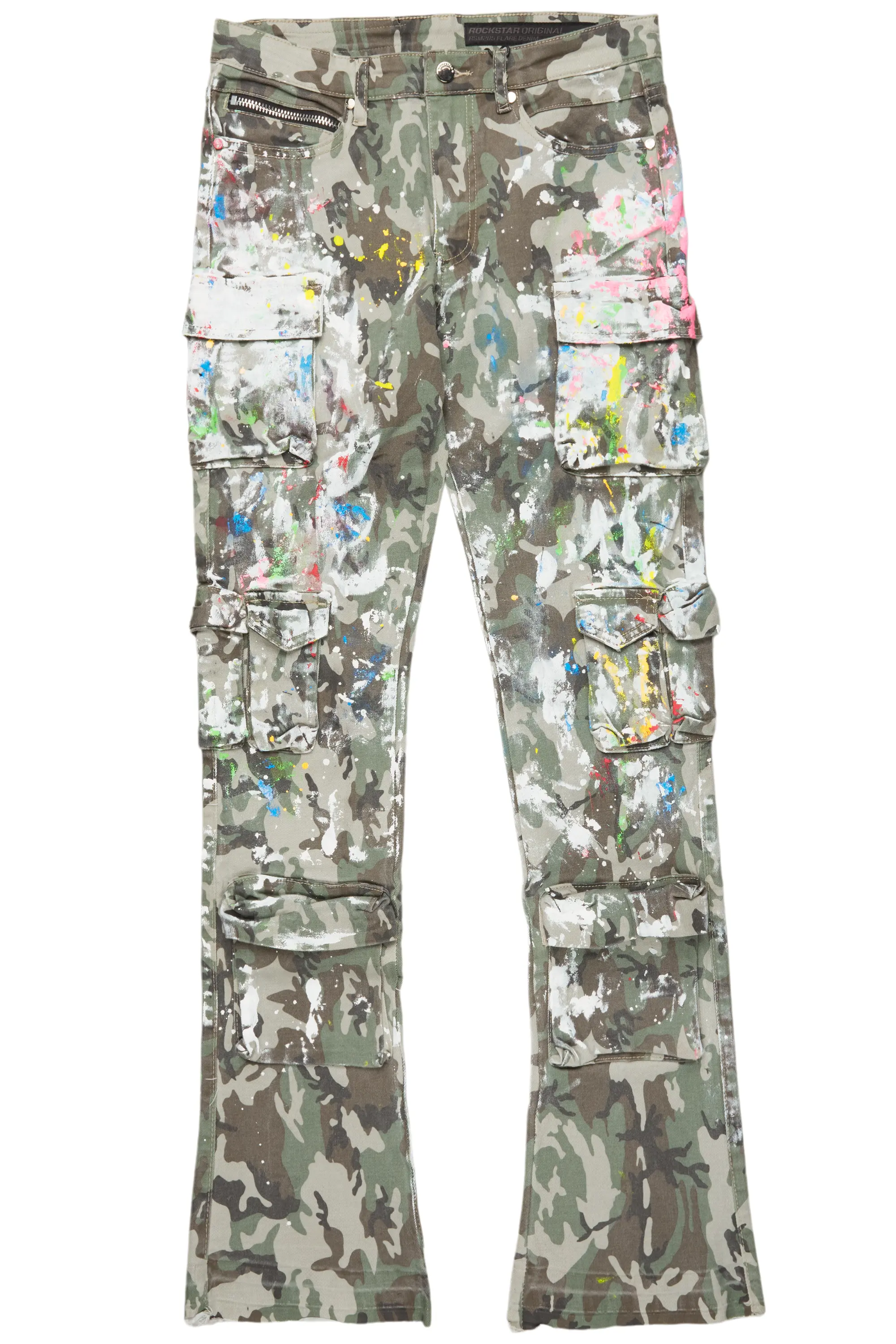 Callias Green Camo Painter Stacked Flare Jean - Image 2