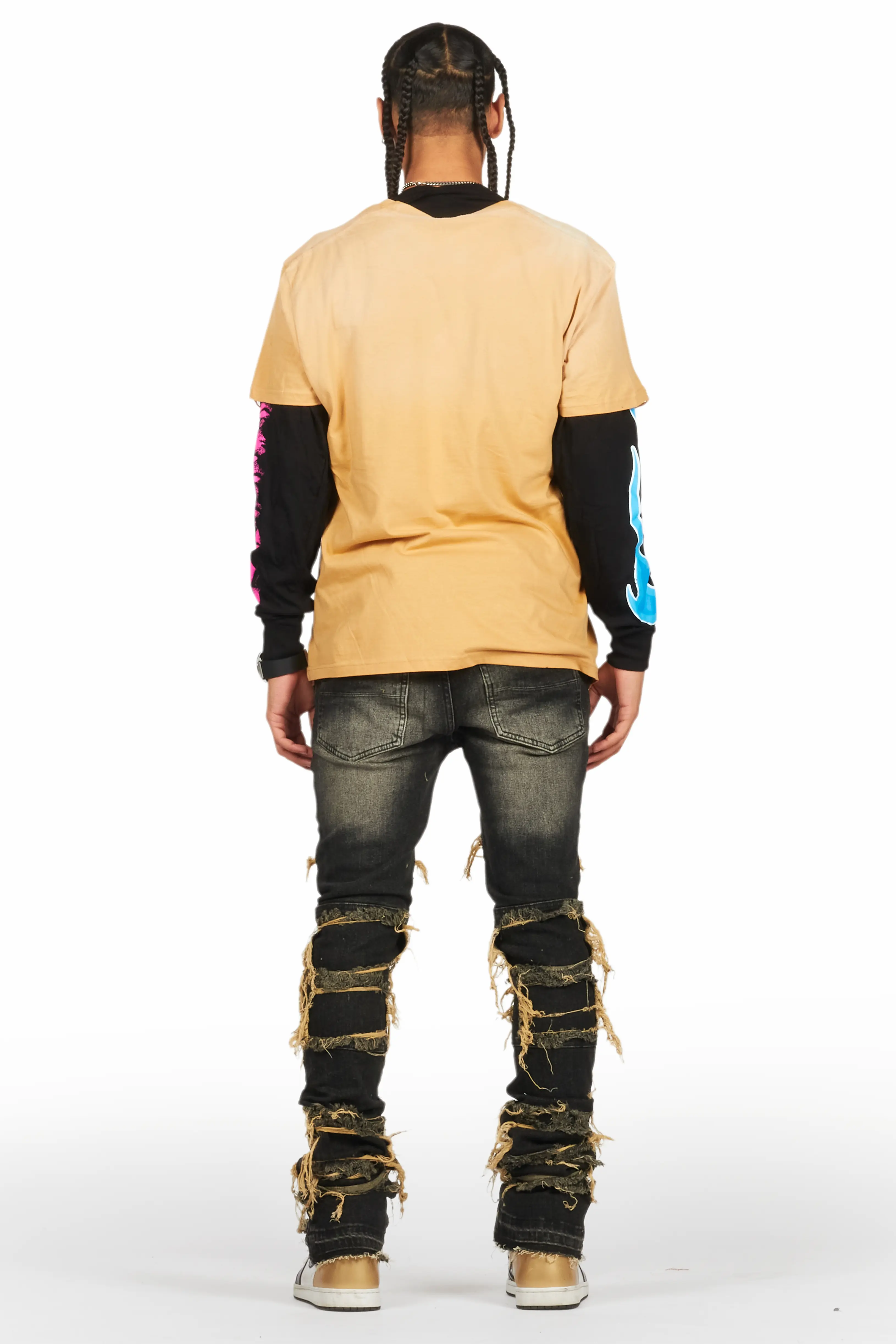 Vasco Black Wash Stacked Flare Jean - Image 5