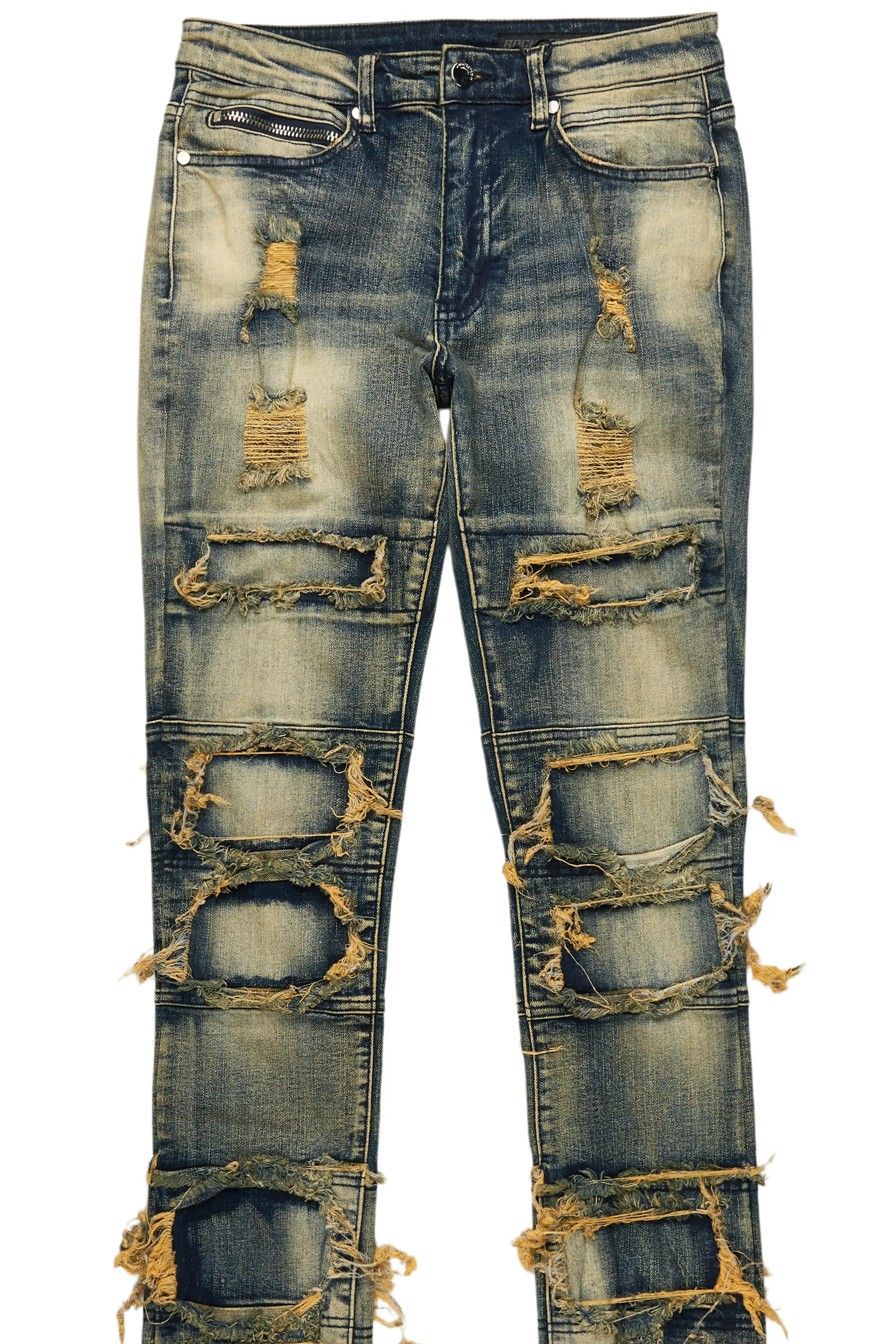Vasco Blue Wash Stacked Flare Jean - Image 7