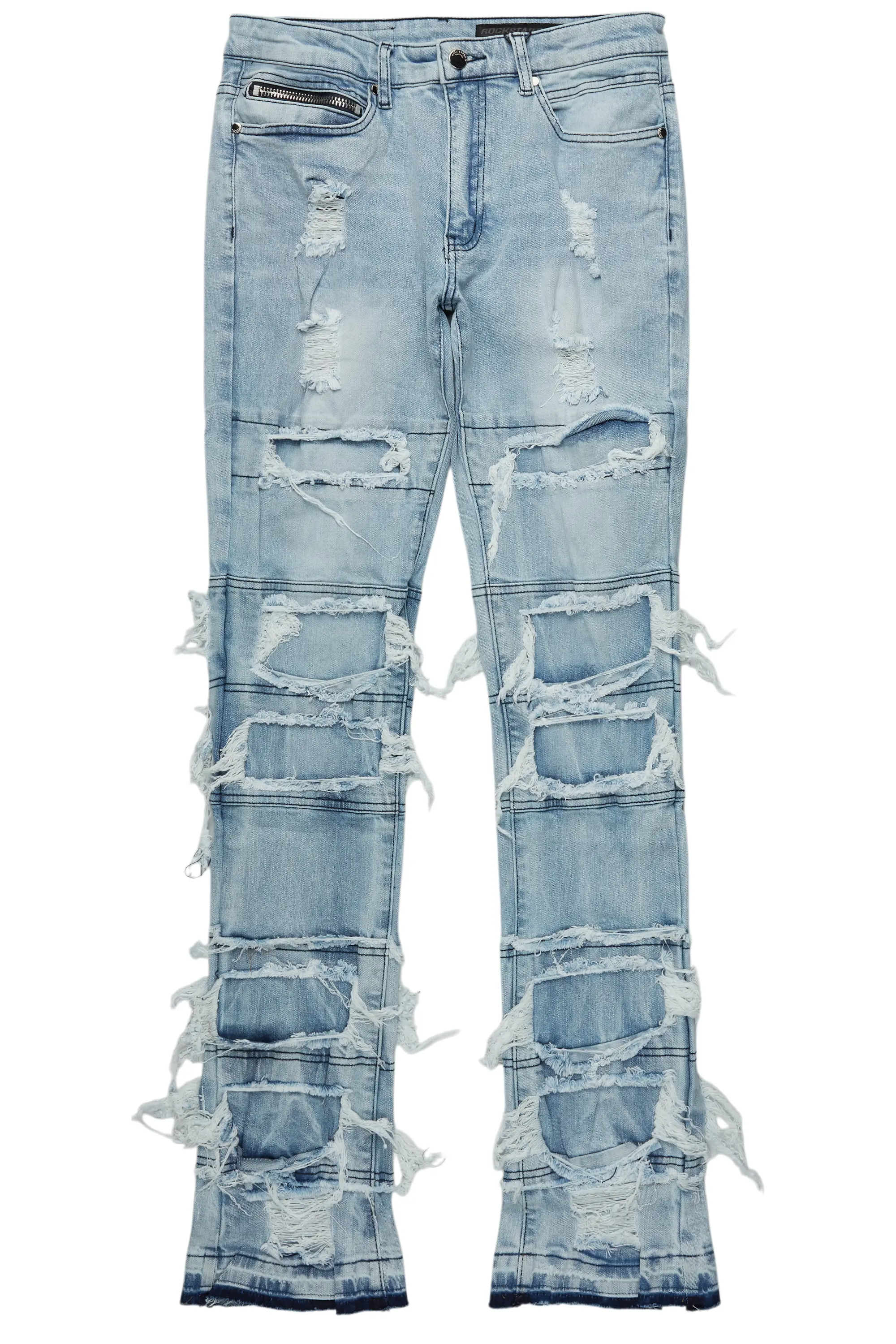 Vasco Light Blue Stacked Flare Jean - Image 2