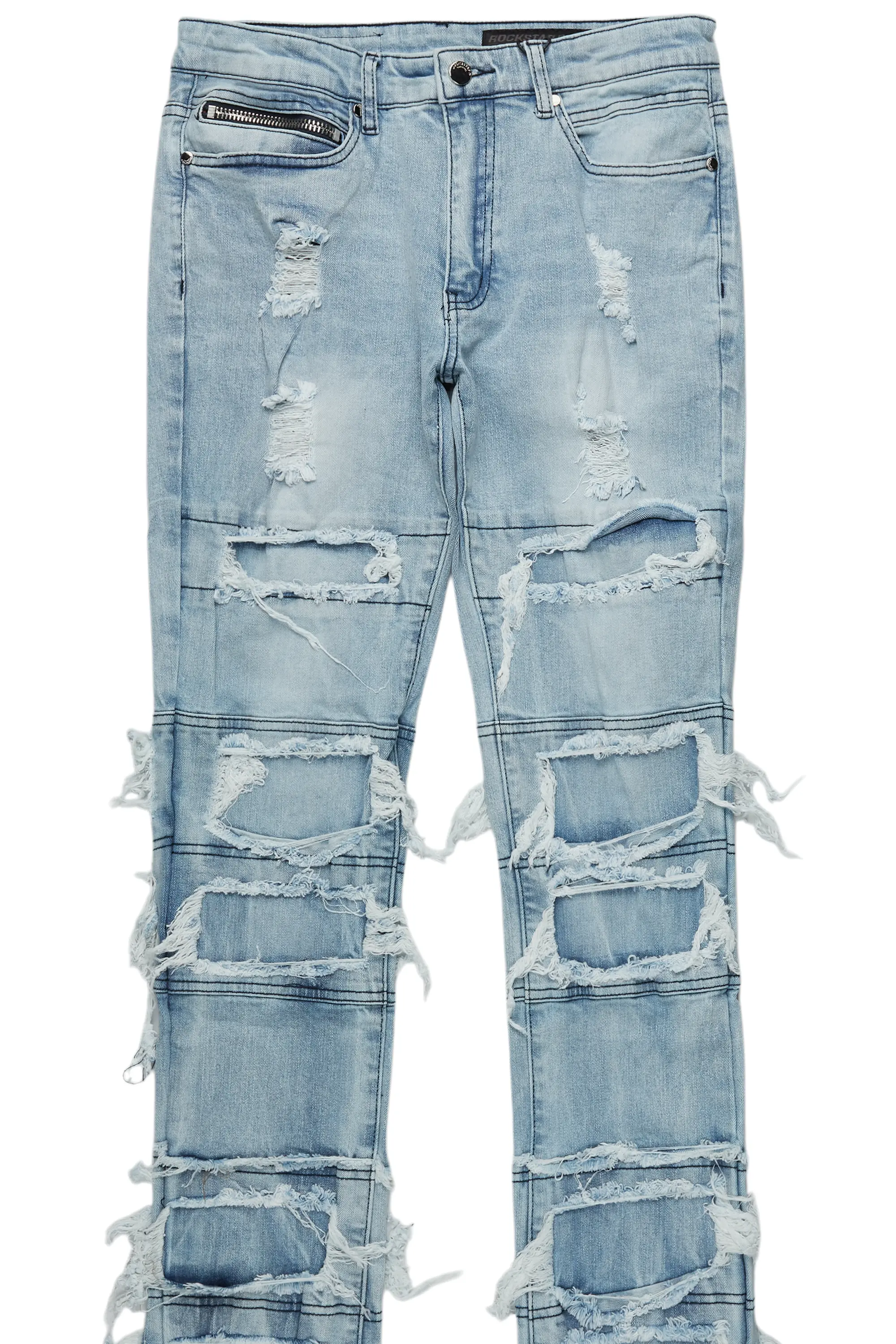 Vasco Light Blue Stacked Flare Jean - Image 7
