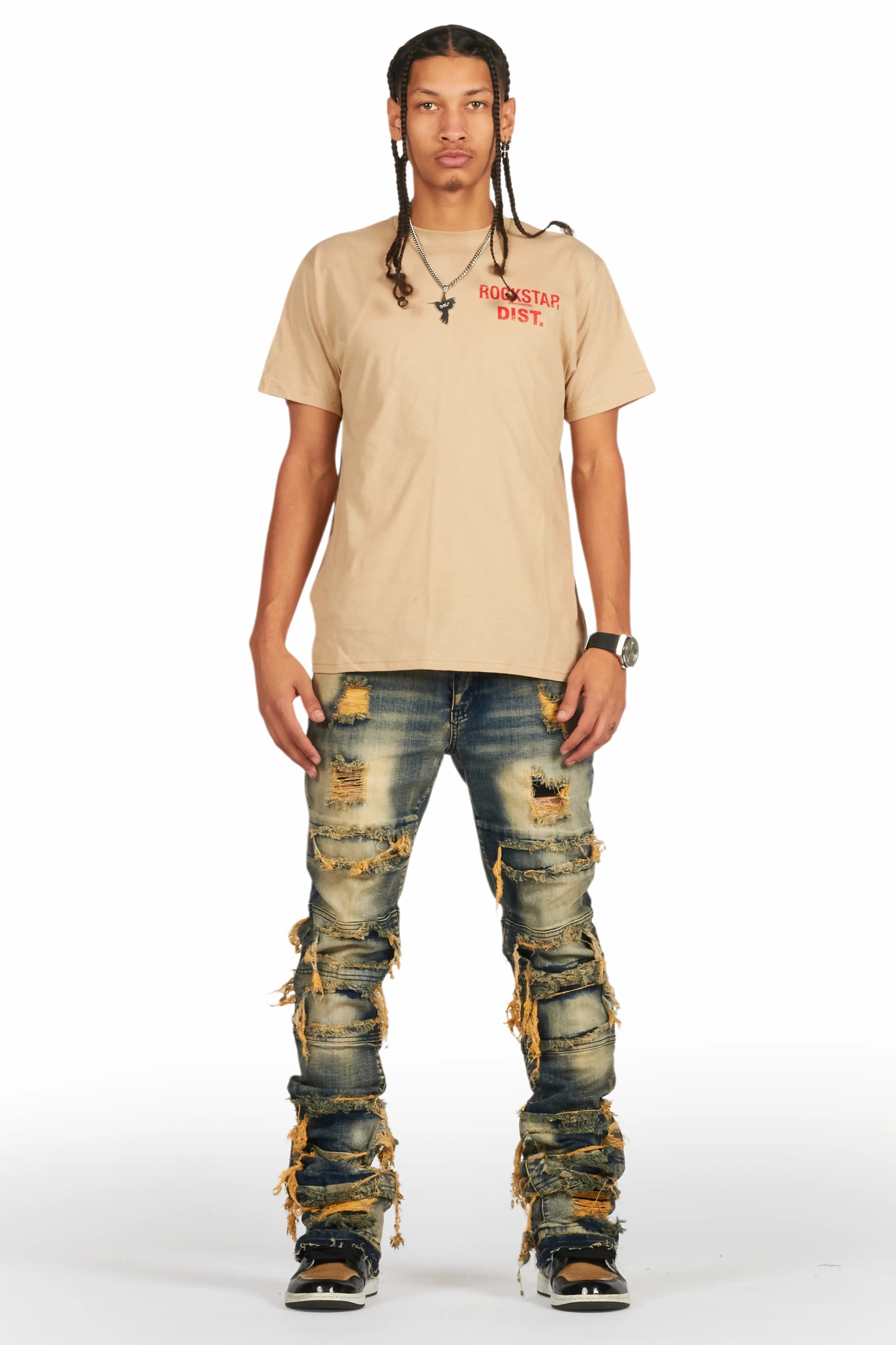 Vasco Tint Blue Stacked Flare Jean - Image 3