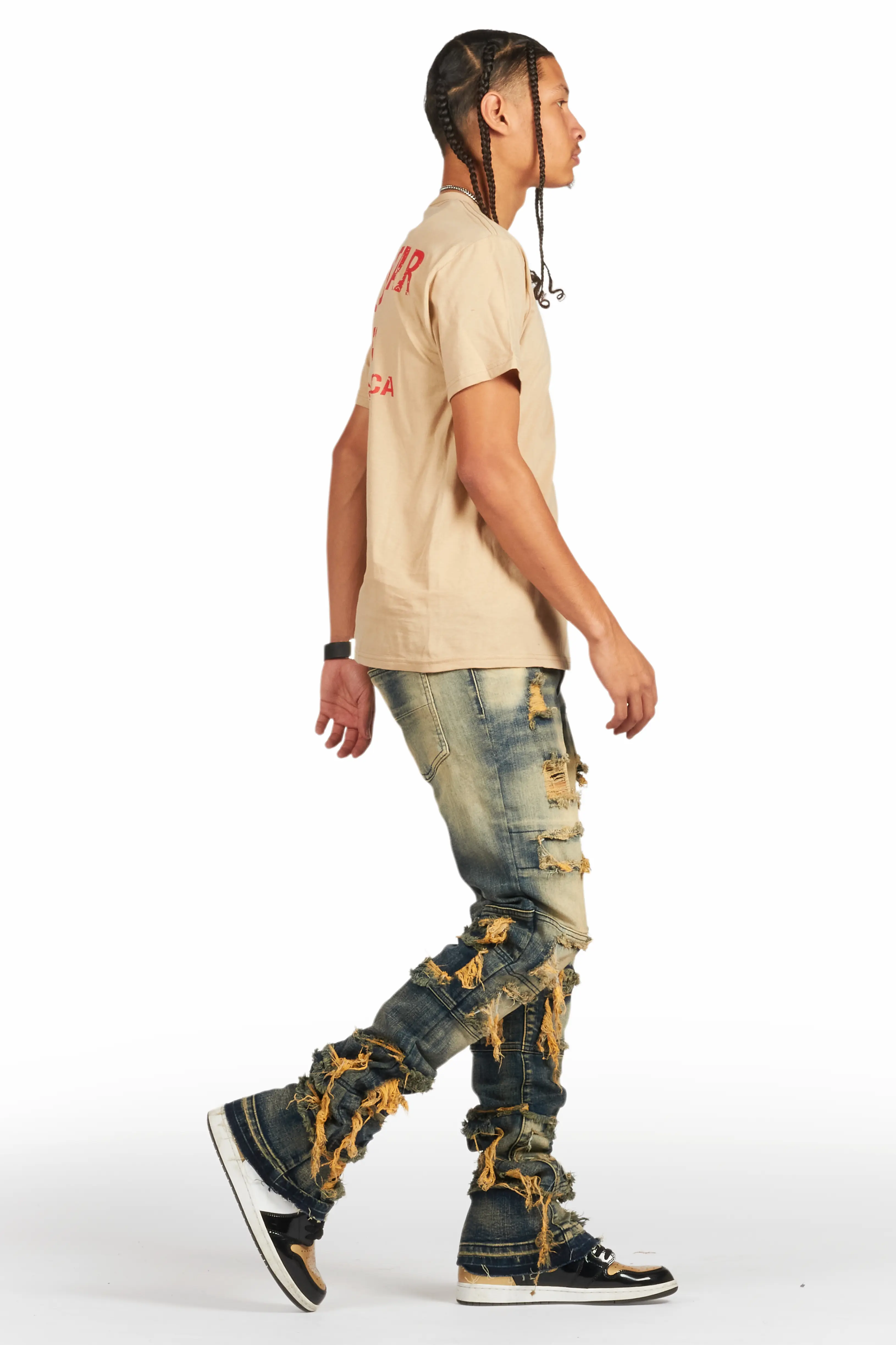 Vasco Tint Blue Stacked Flare Jean - Image 4