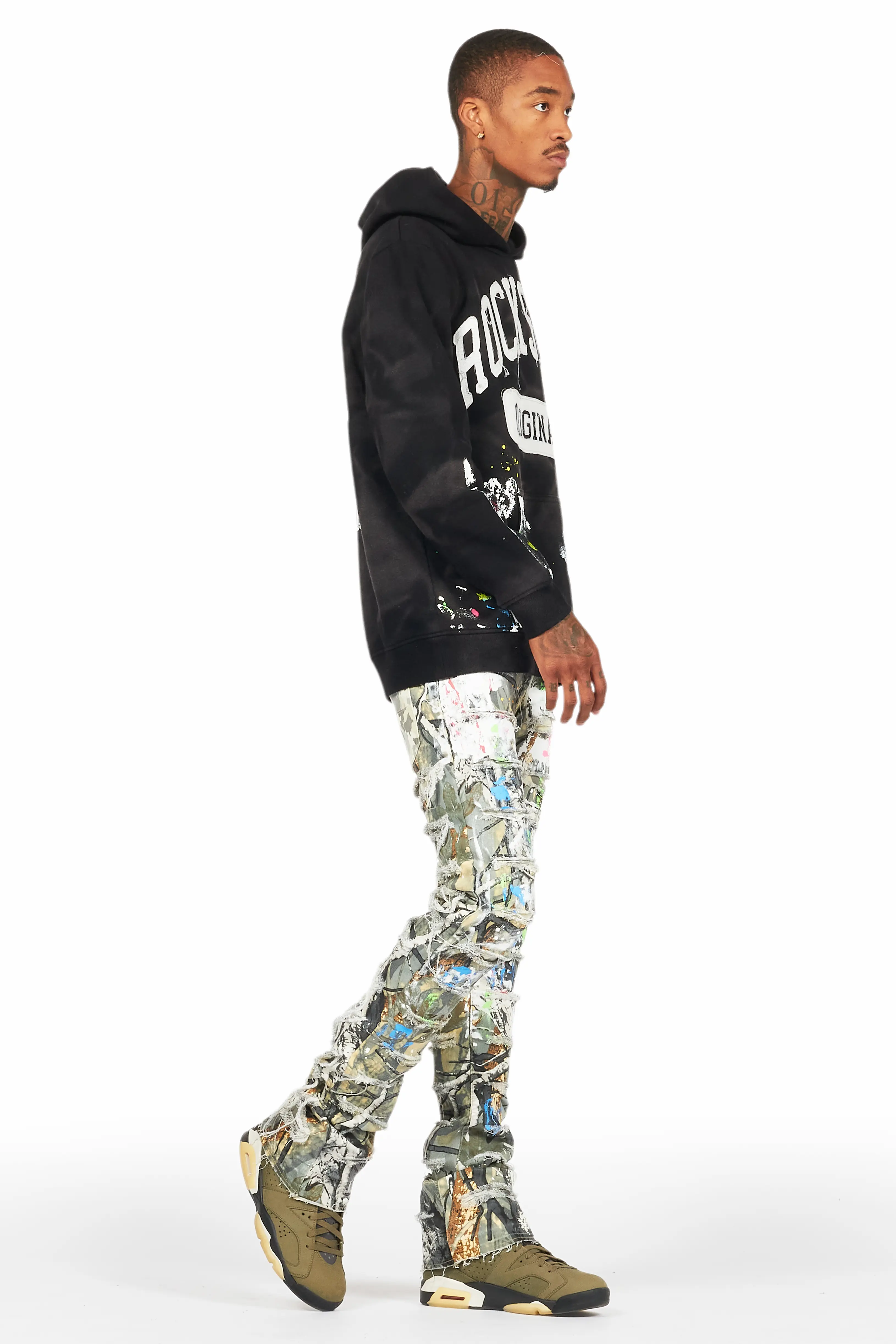 Akello Green Camo Painter Stacked Flare Jean - Image 6