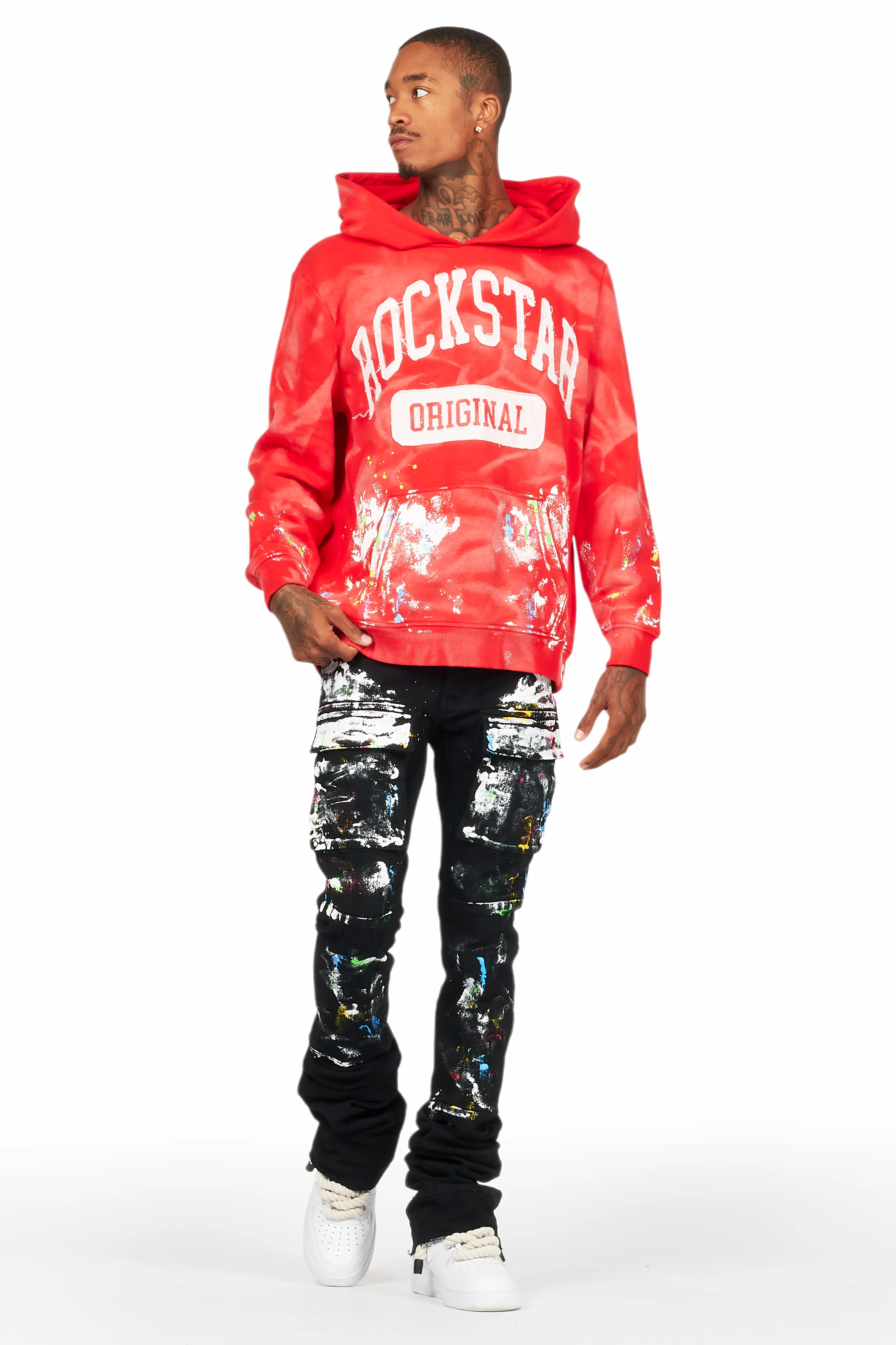Danello Black Painter Super Stacked Flare Jean - Image 3