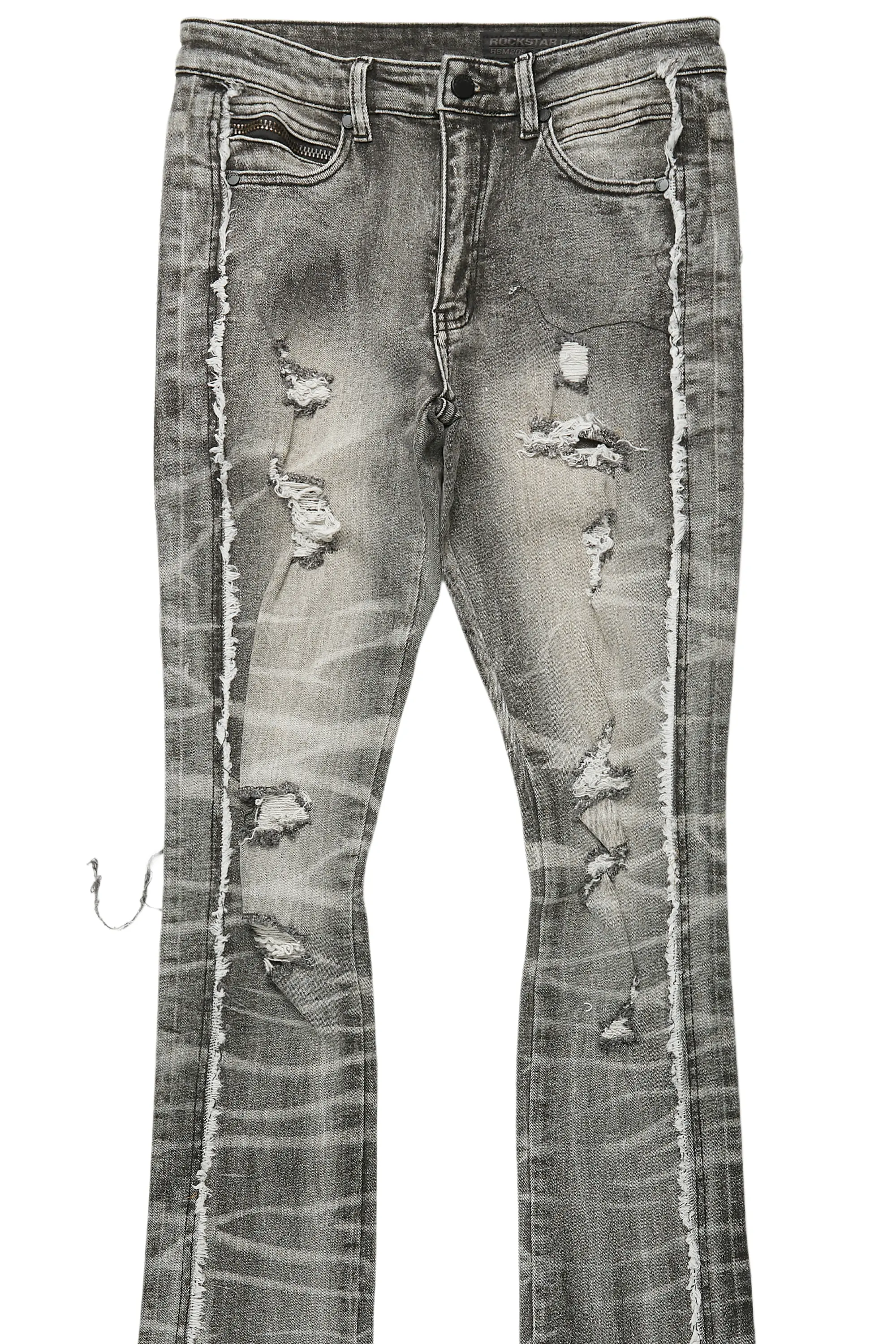 Rugged Black Stacked Flare Jean - Image 8