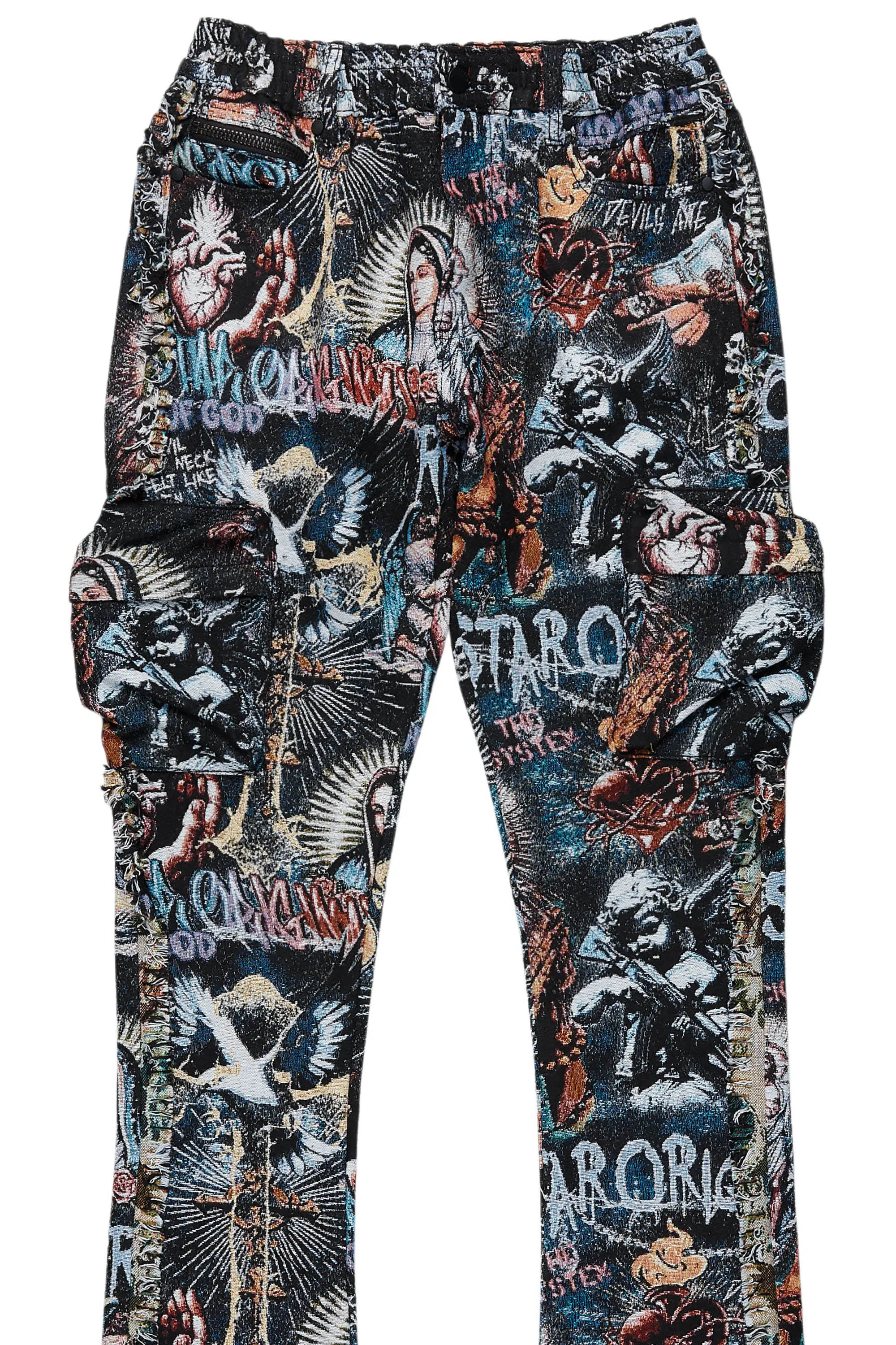 Dalai Multi Stacked Tapestry Flare Jean - Image 8