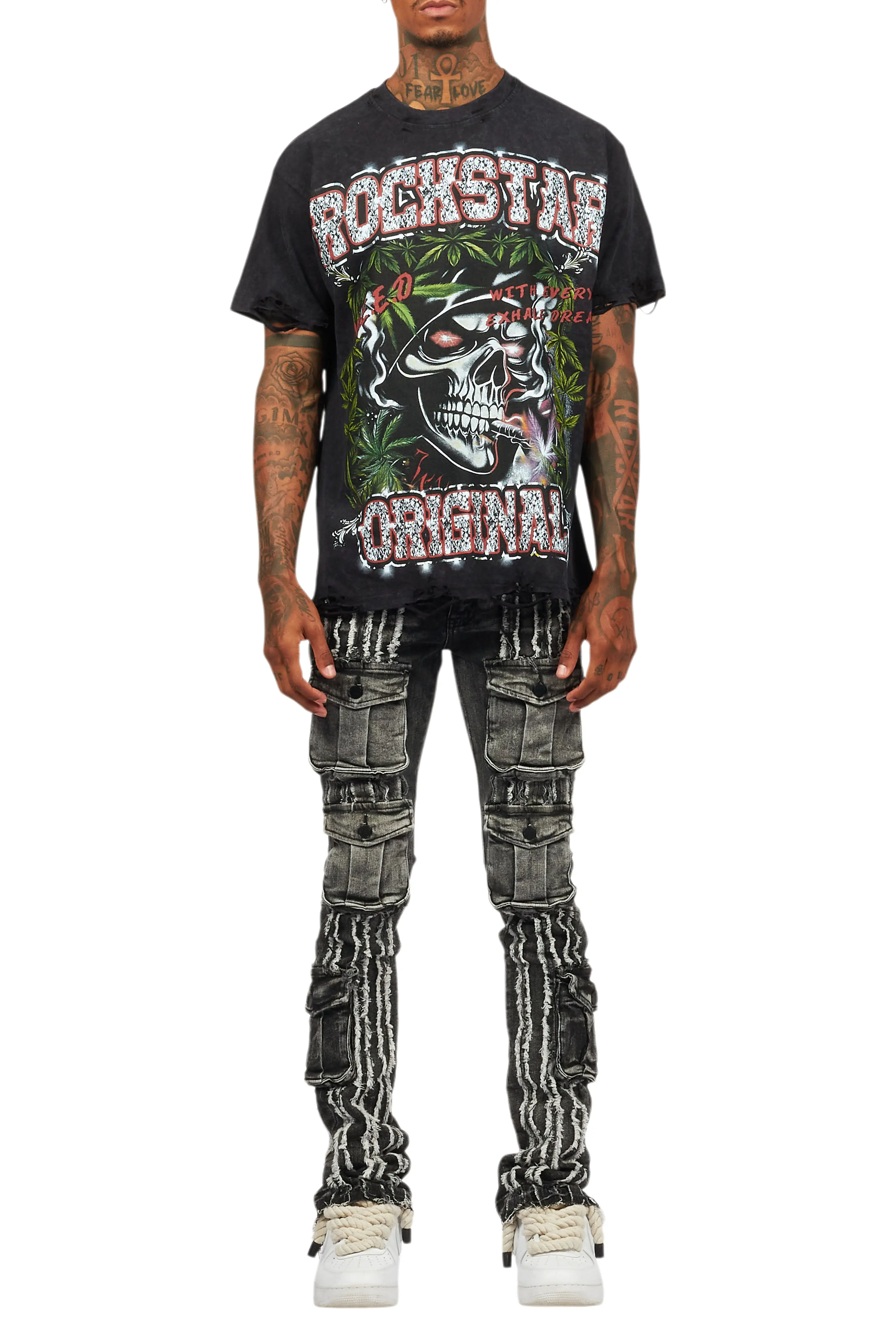 Frey Black Stacked Flare Jean - Image 10