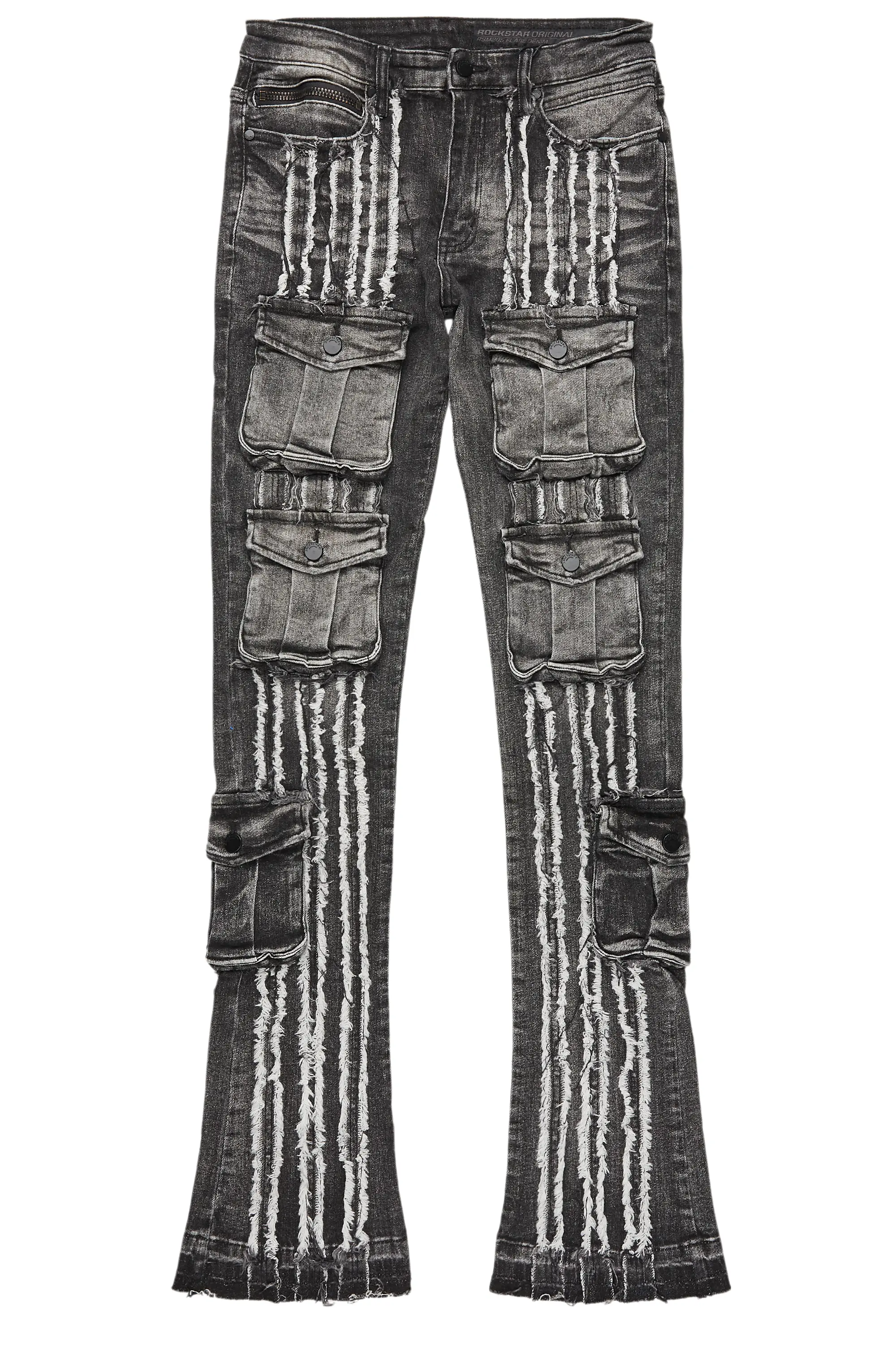 Frey Black Stacked Flare Jean - Image 2