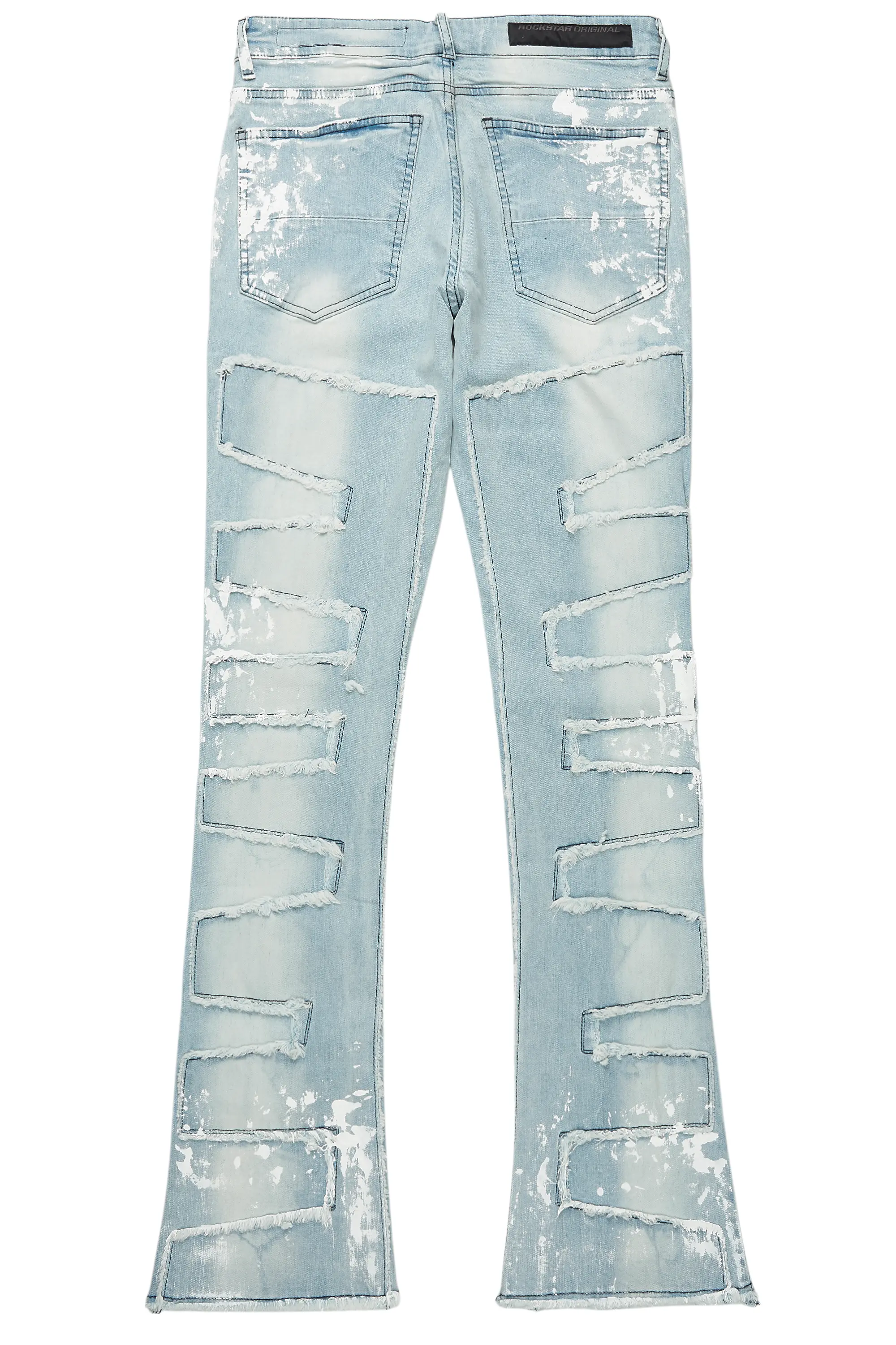 Kodak Blue/White Painter Stacked Flare Fringe Jean - Image 9