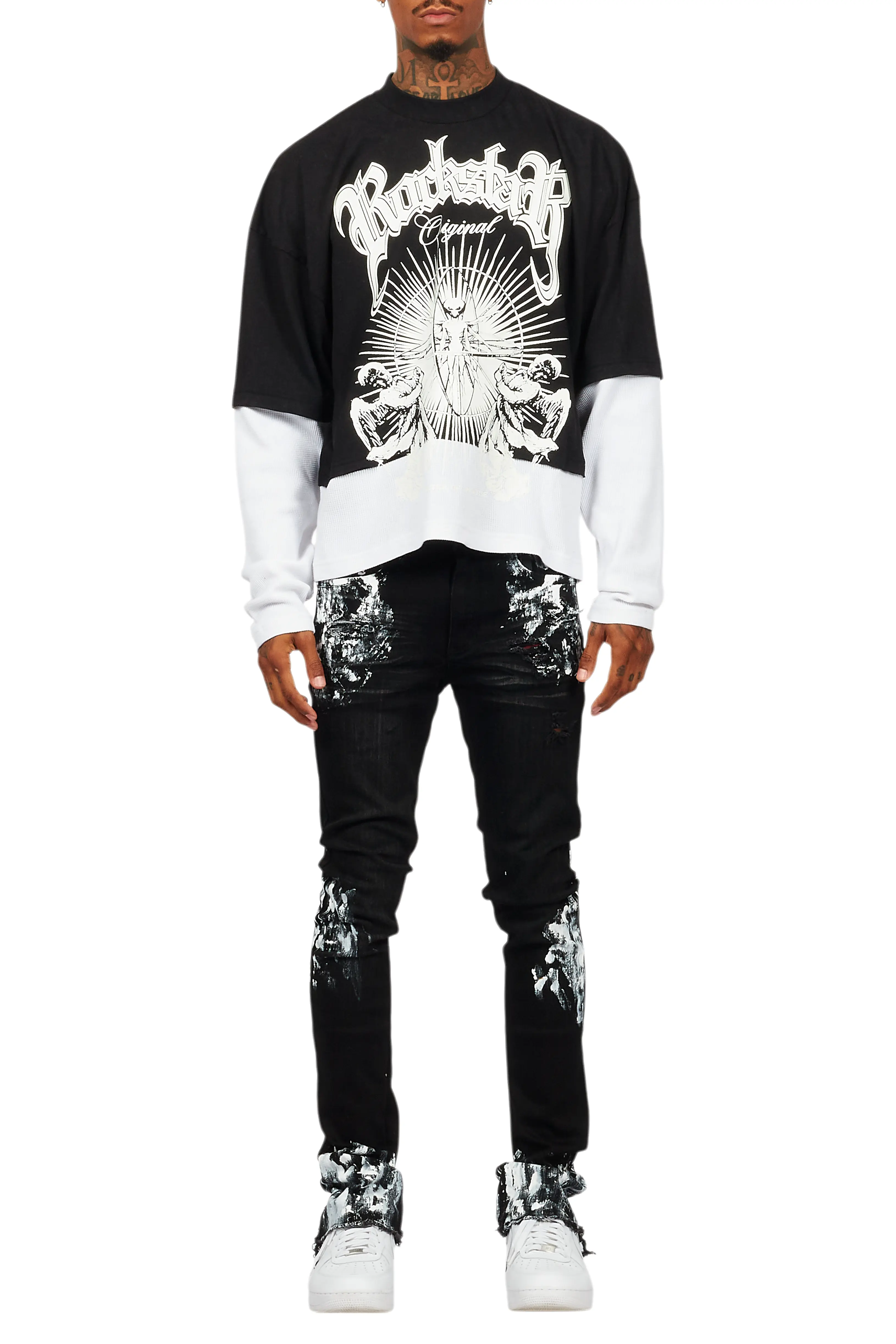Kodak Black/White Painter Stacked Flare Jean - Image 10