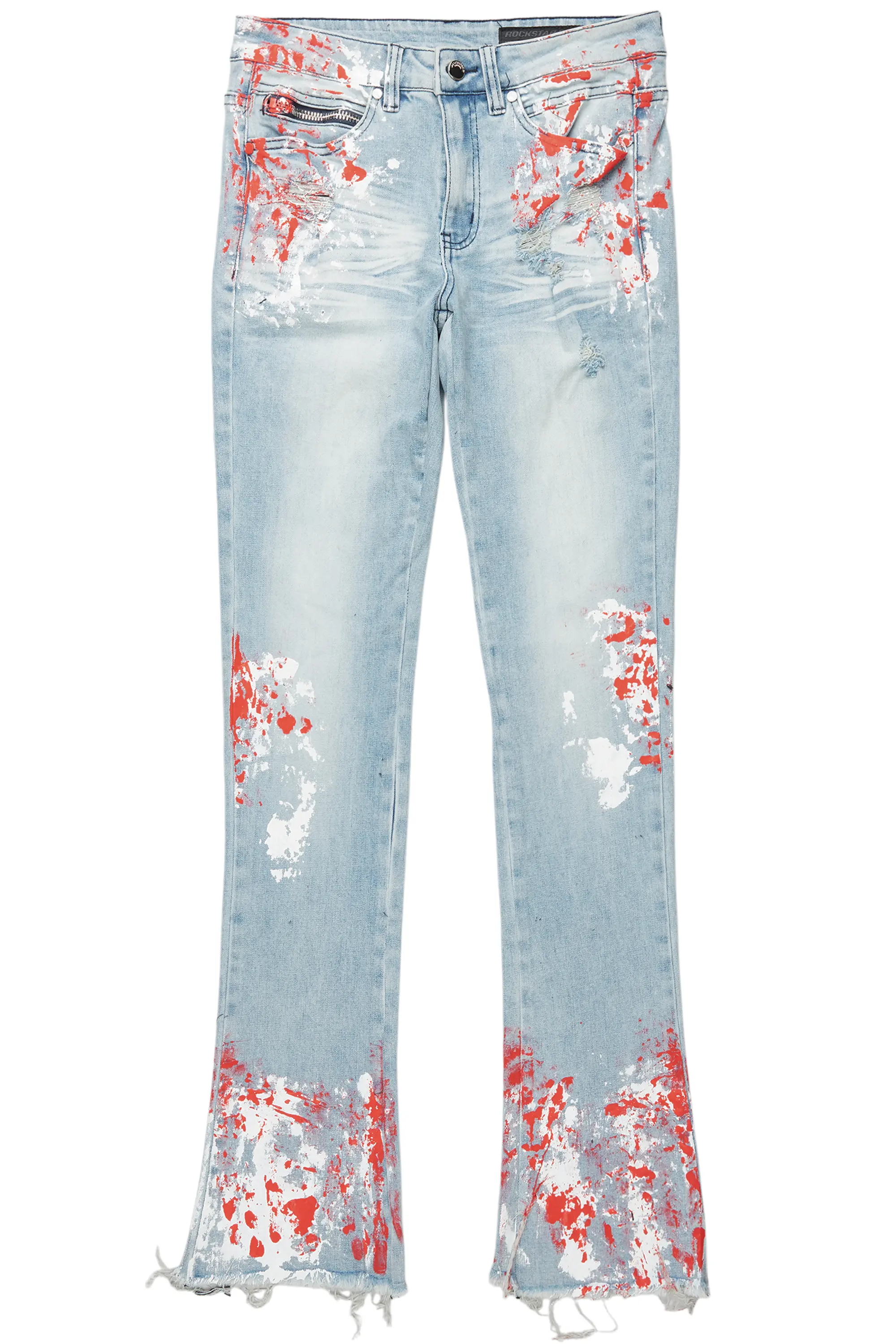 Kodak Blue/Red Painter Stacked Flare Jean - Image 2