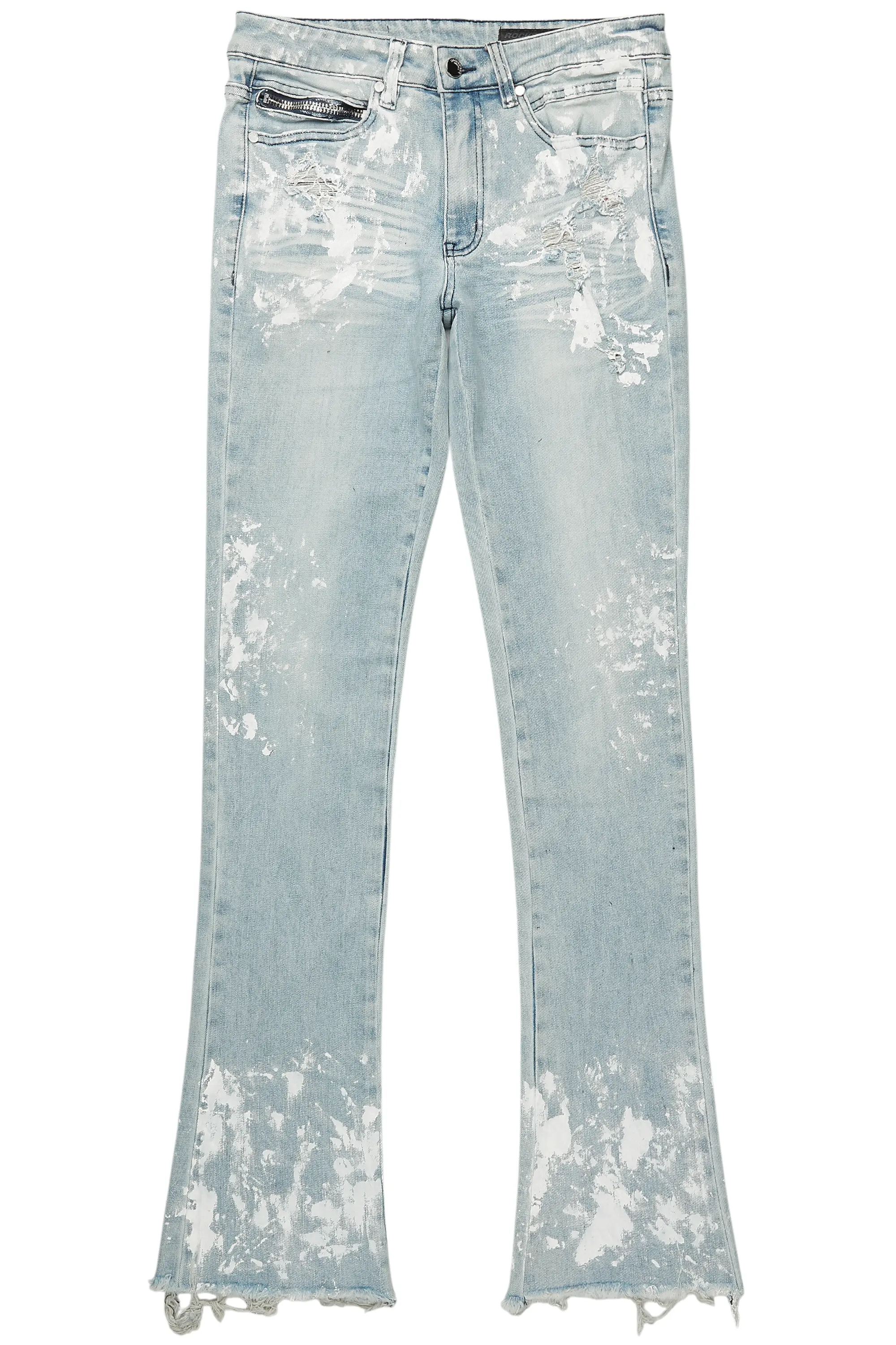 Kodak Blue/White Painter Stacked Flare Jean - Image 2