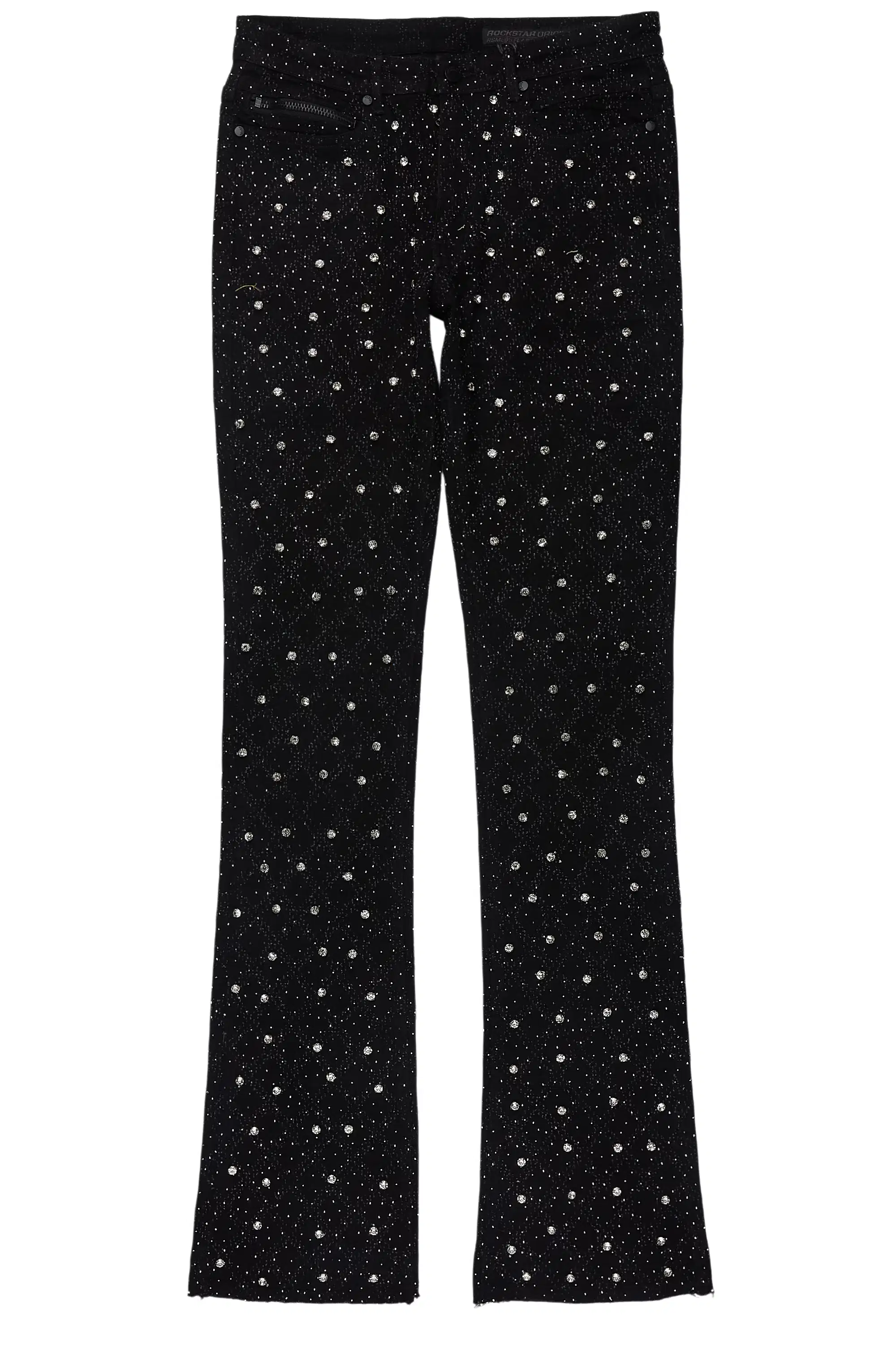 Glit Black/Silver Rhinestone Stacked Flare Jean - Image 2