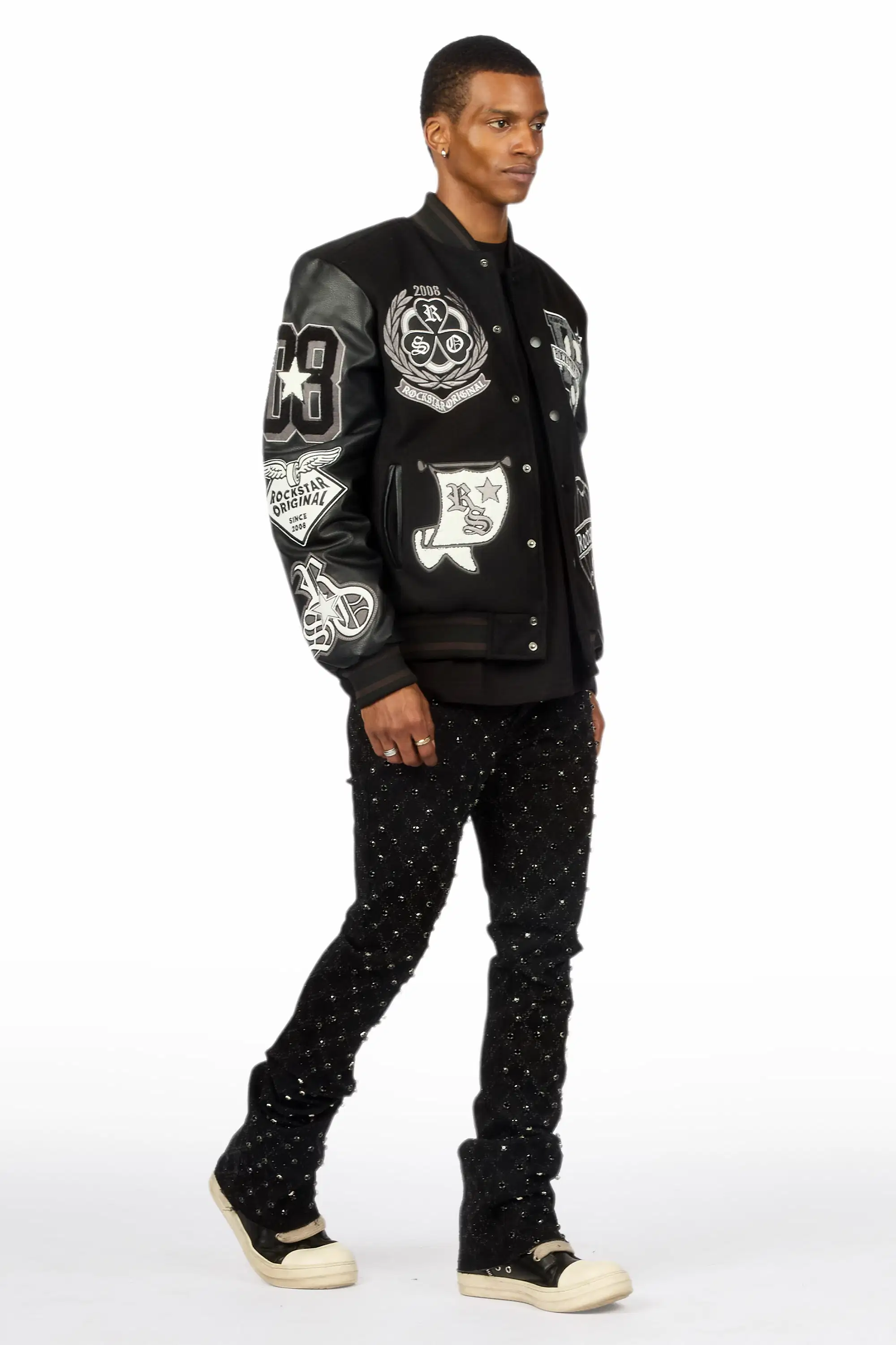 Glit Black Rhinestone Stacked Flare Jean - Image 4