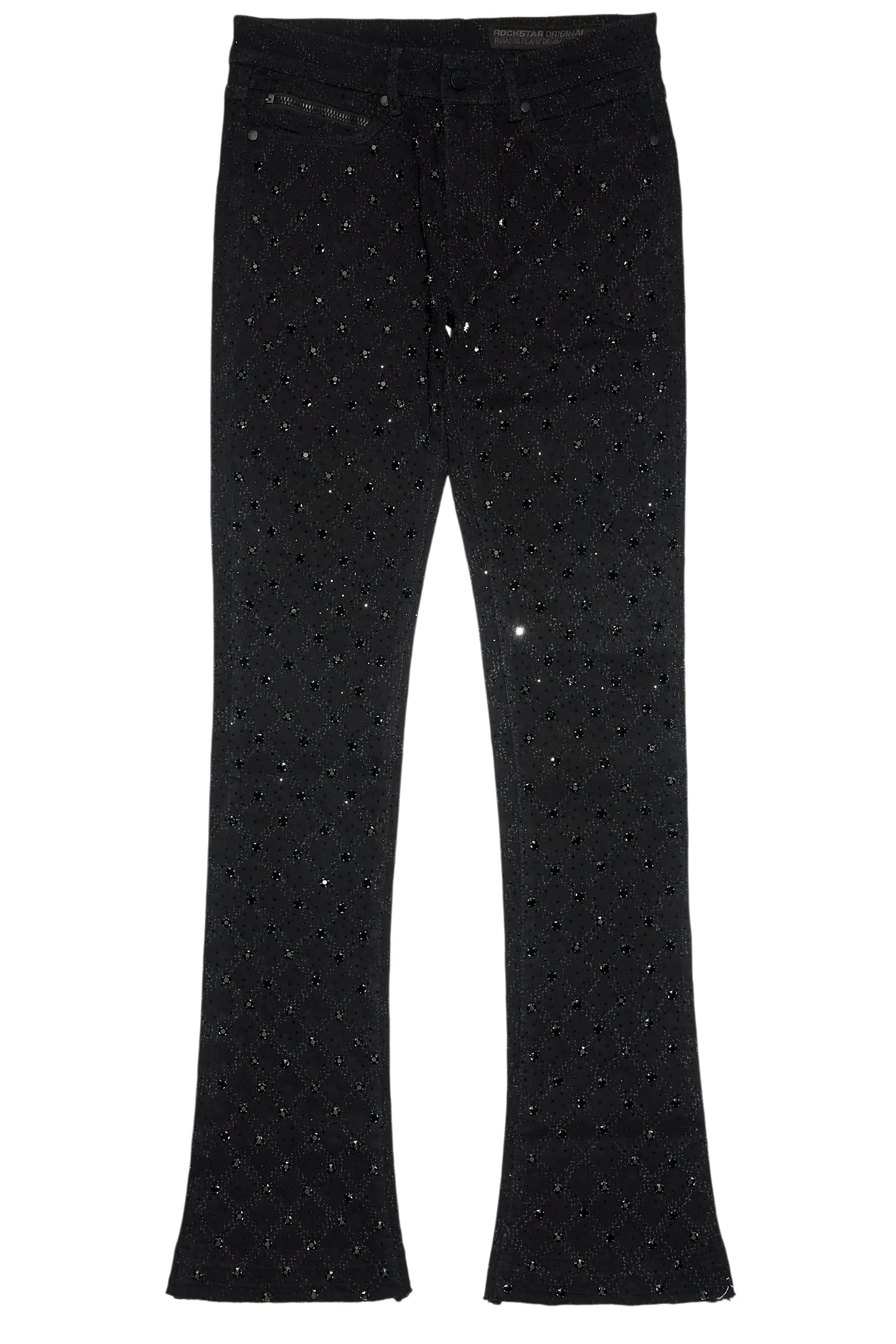 Glit Black Rhinestone Stacked Flare Jean - Image 7