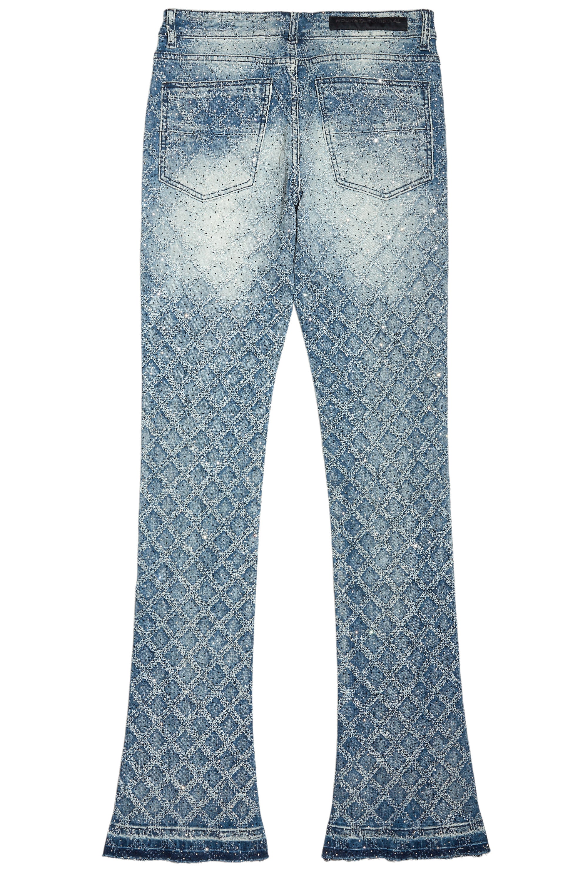 Glit Dark Blue Rhinestone Stacked Flare Jean - Image 10