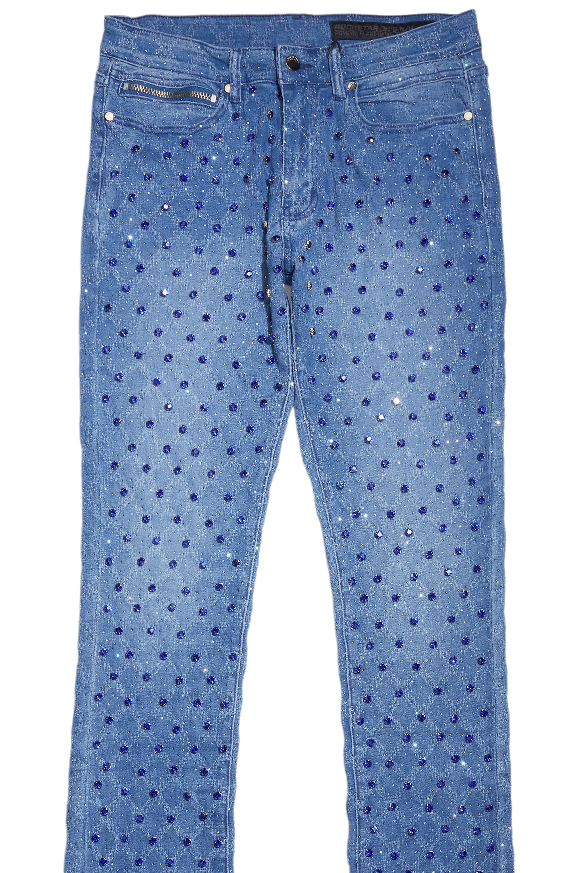 Glit Royal Blue Rhinestone Stacked Flare Jean - Image 9