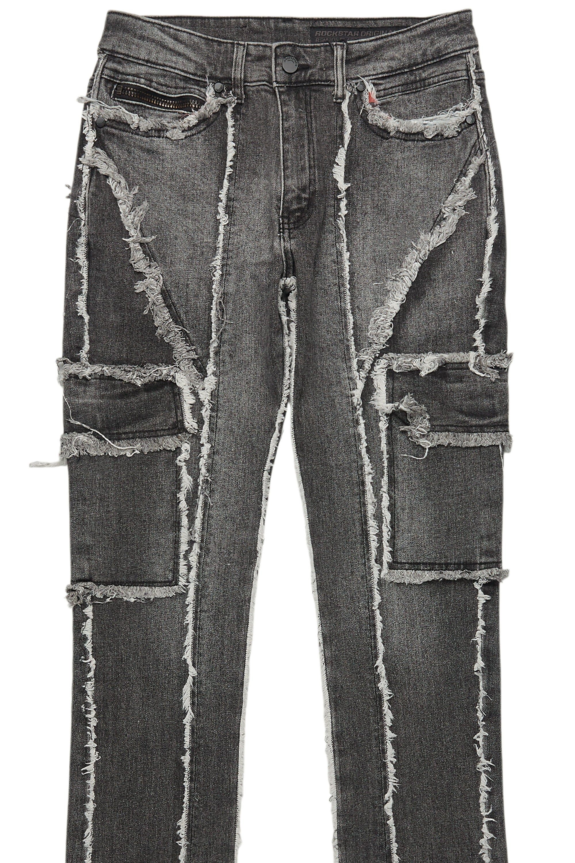 Revved Dark Grey Stacked Flare Jean - Image 9