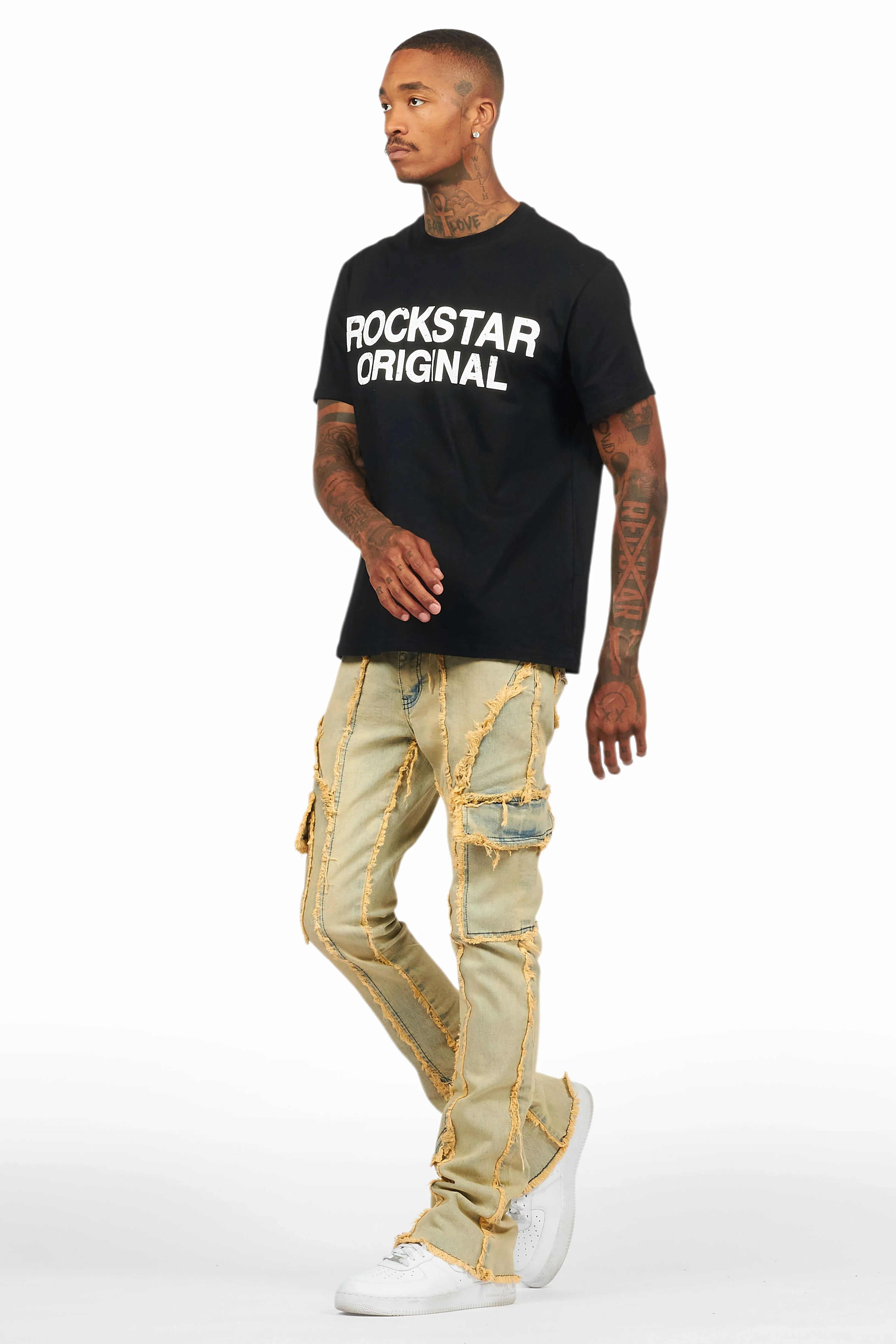 Revved Dirty Blue Stacked Flare Jean - Image 8