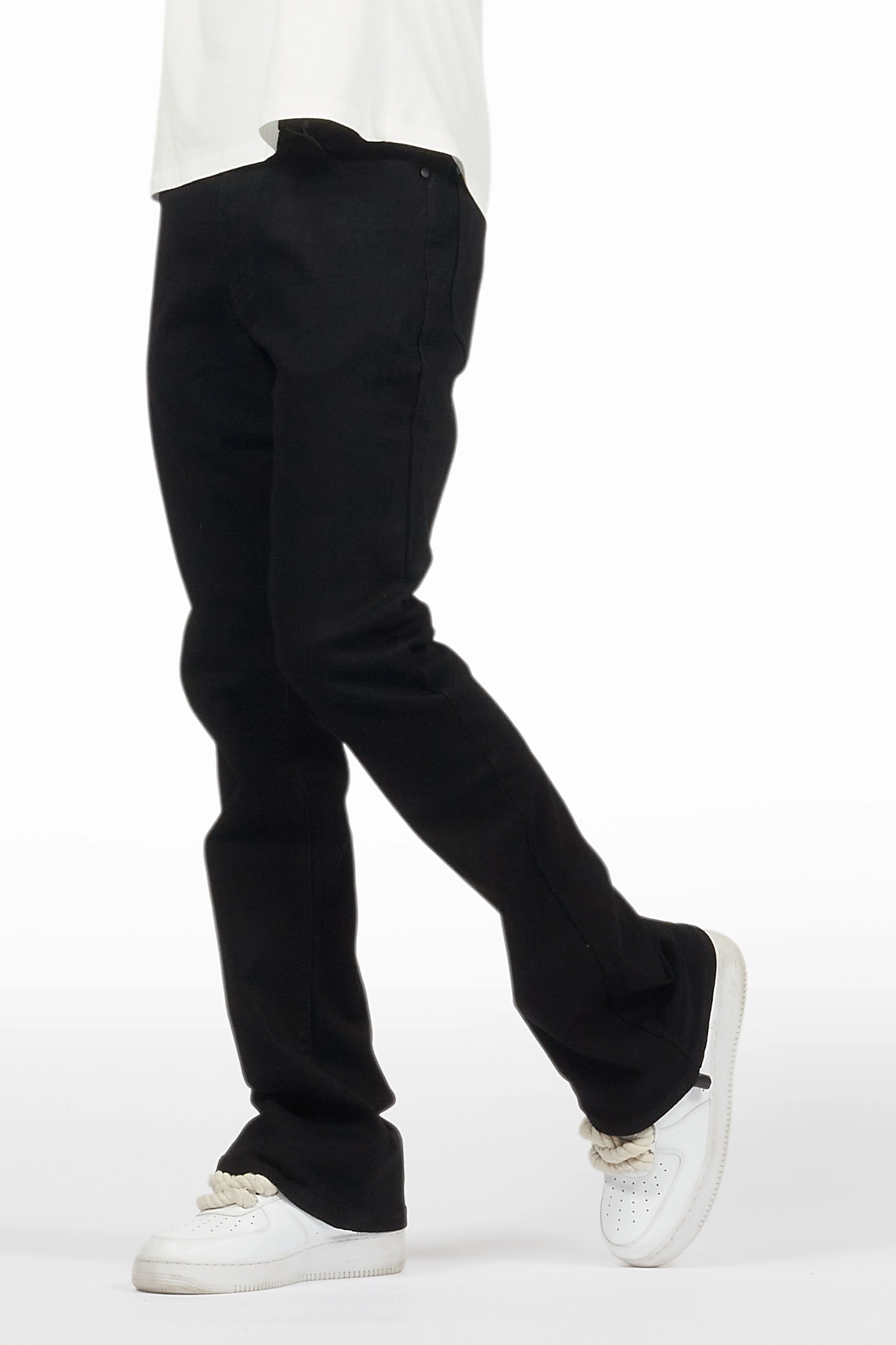 Drick Jet Black Regular Fit Flare Jean