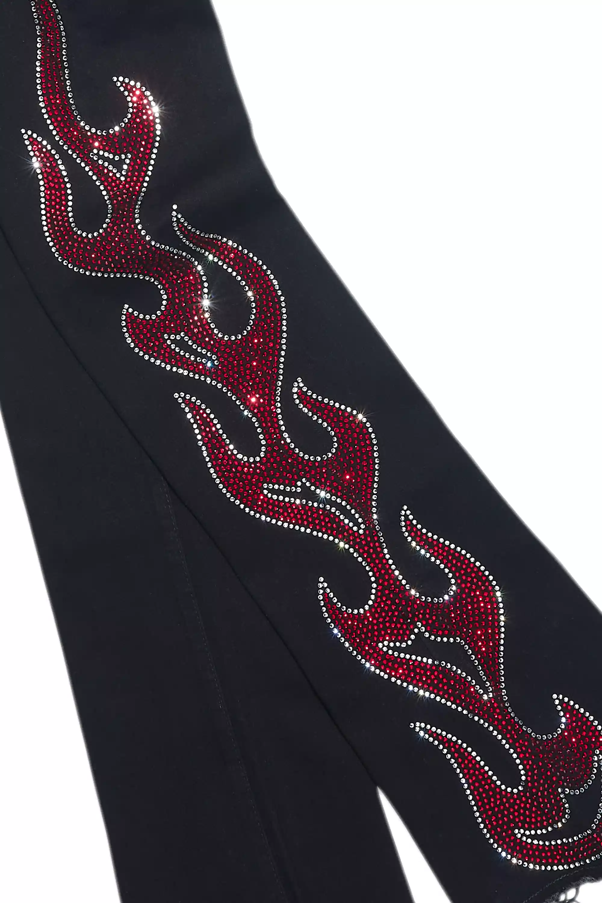 Sword Jet Black Rhinestone Stacked Flare Jean - Image 3