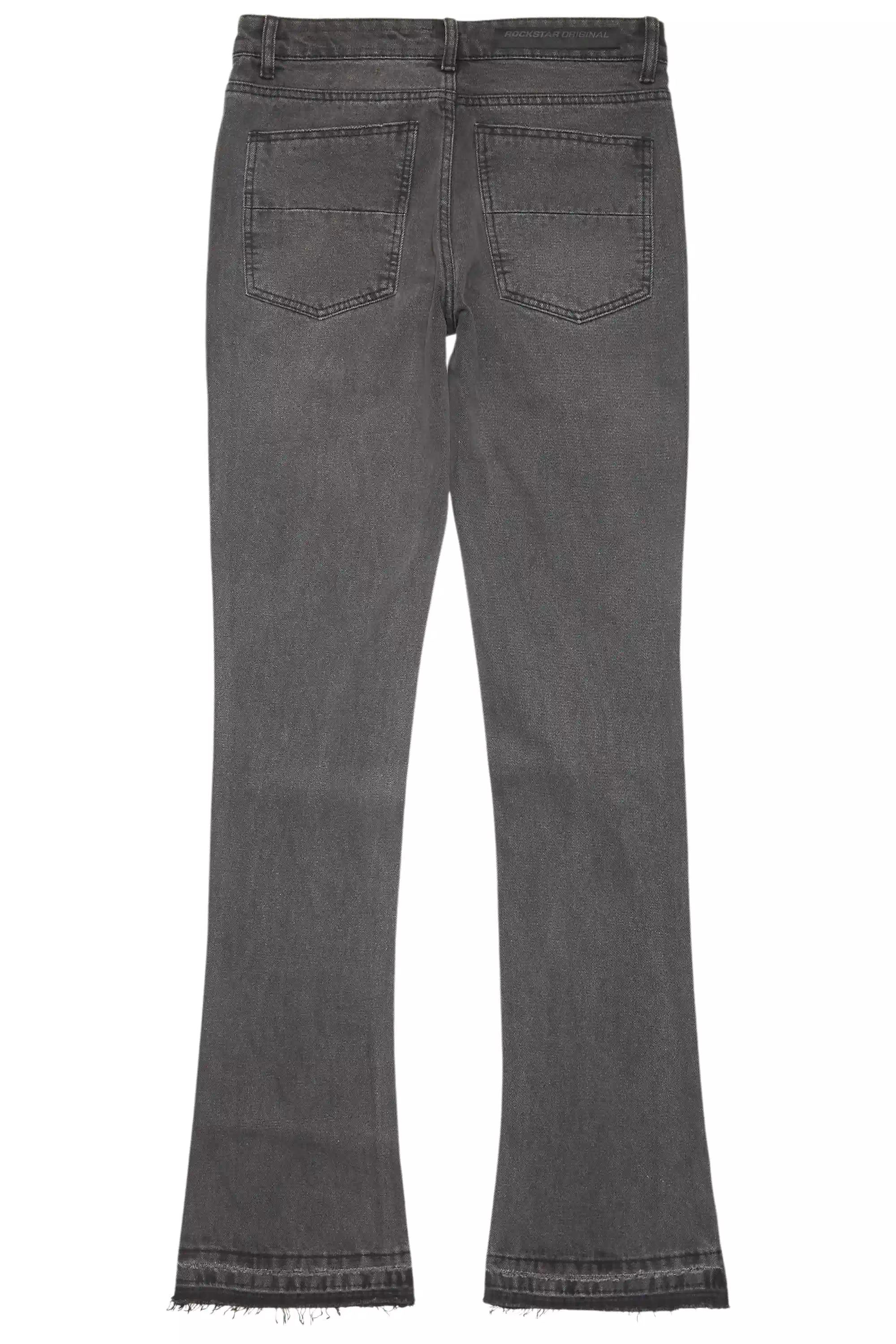 Tachi Dark Grey Rhinestone Stacked Flare Jean - Image 10