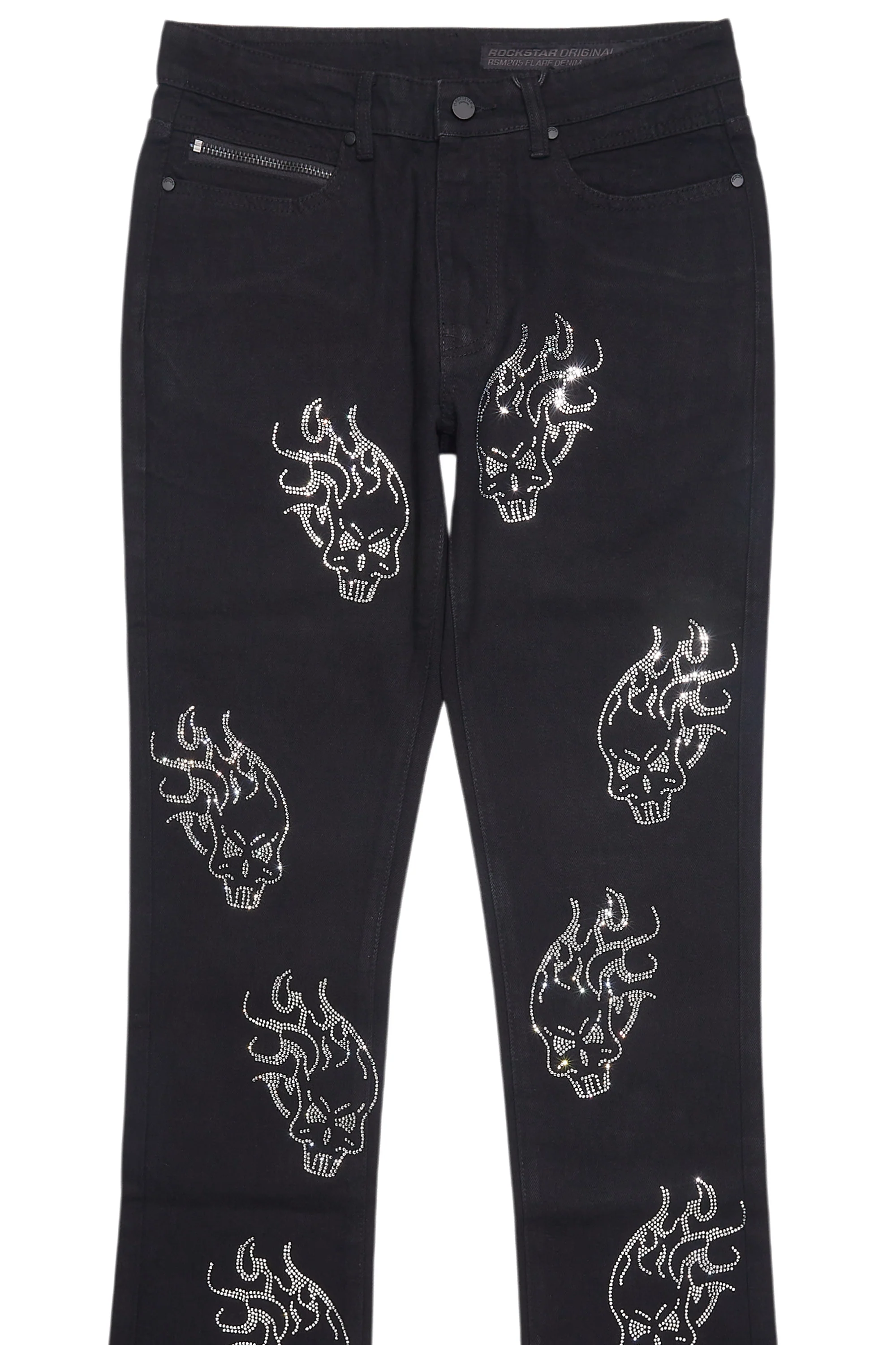 Yari Jet Black Rhinestone Stacked Flare Jean - Image 9
