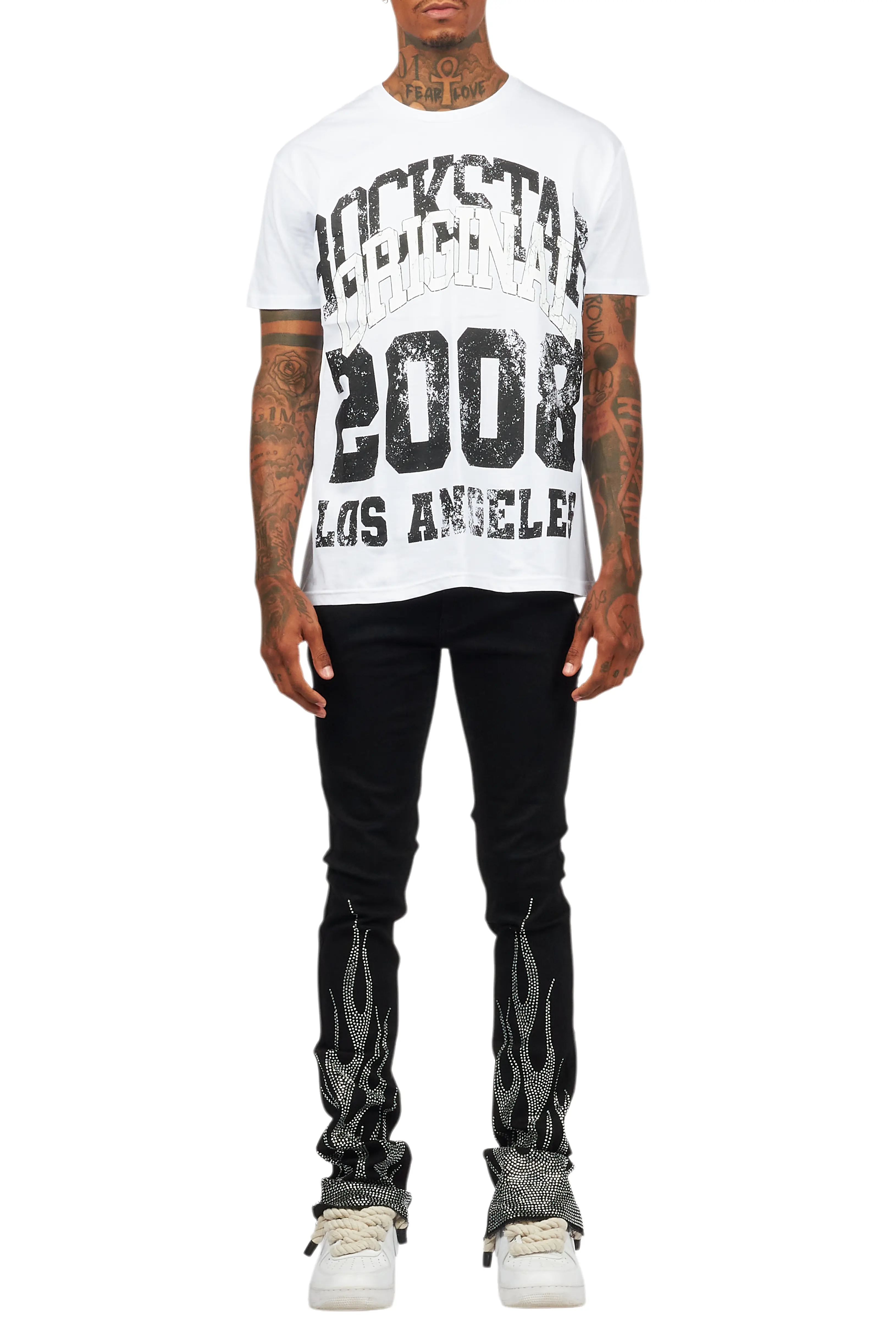Samba Black Rhinestone Stacked Flare Jean - Image 10