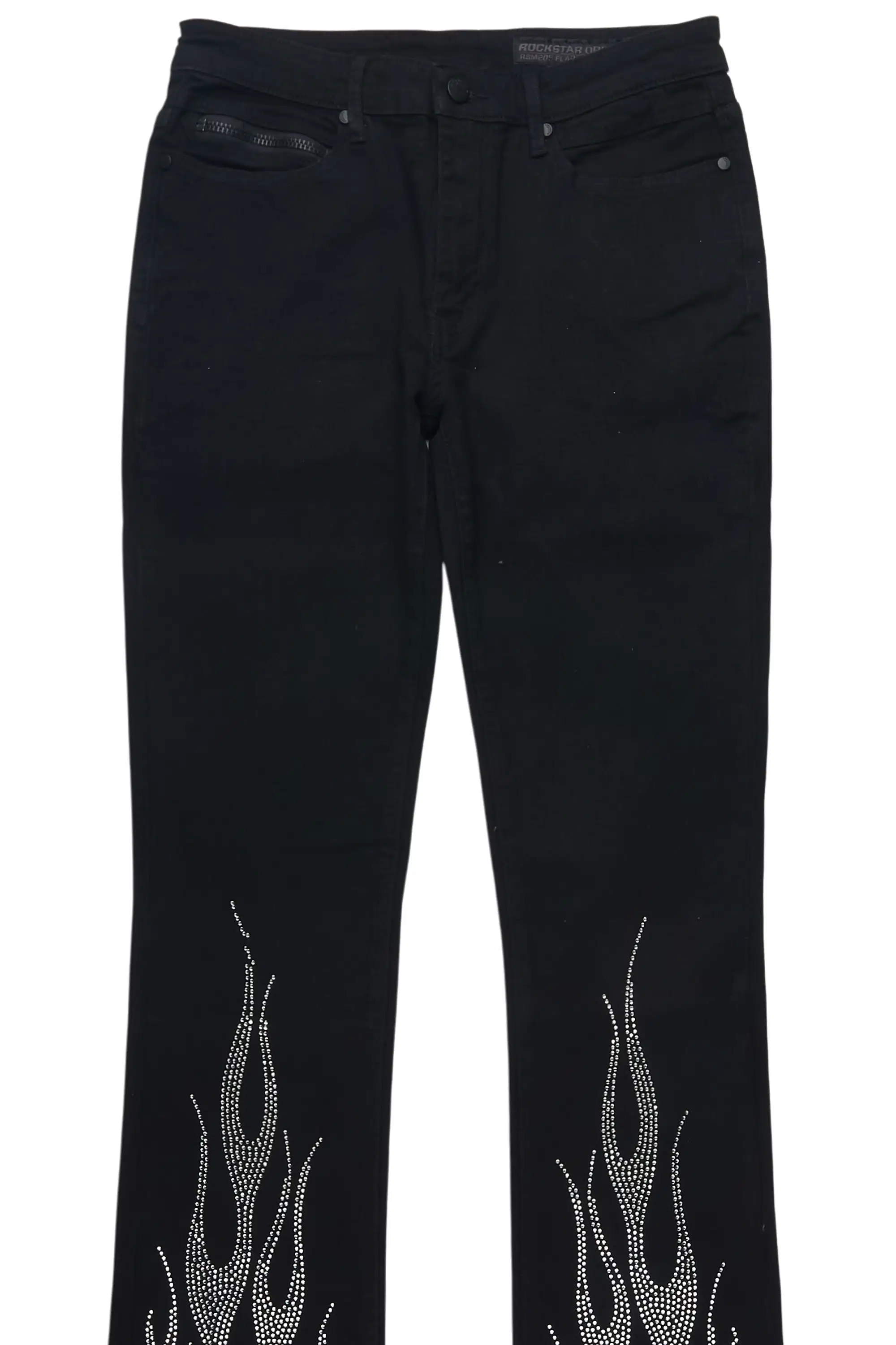 Samba Black/Clear Rhinestone Stacked Flare Jean - Image 4