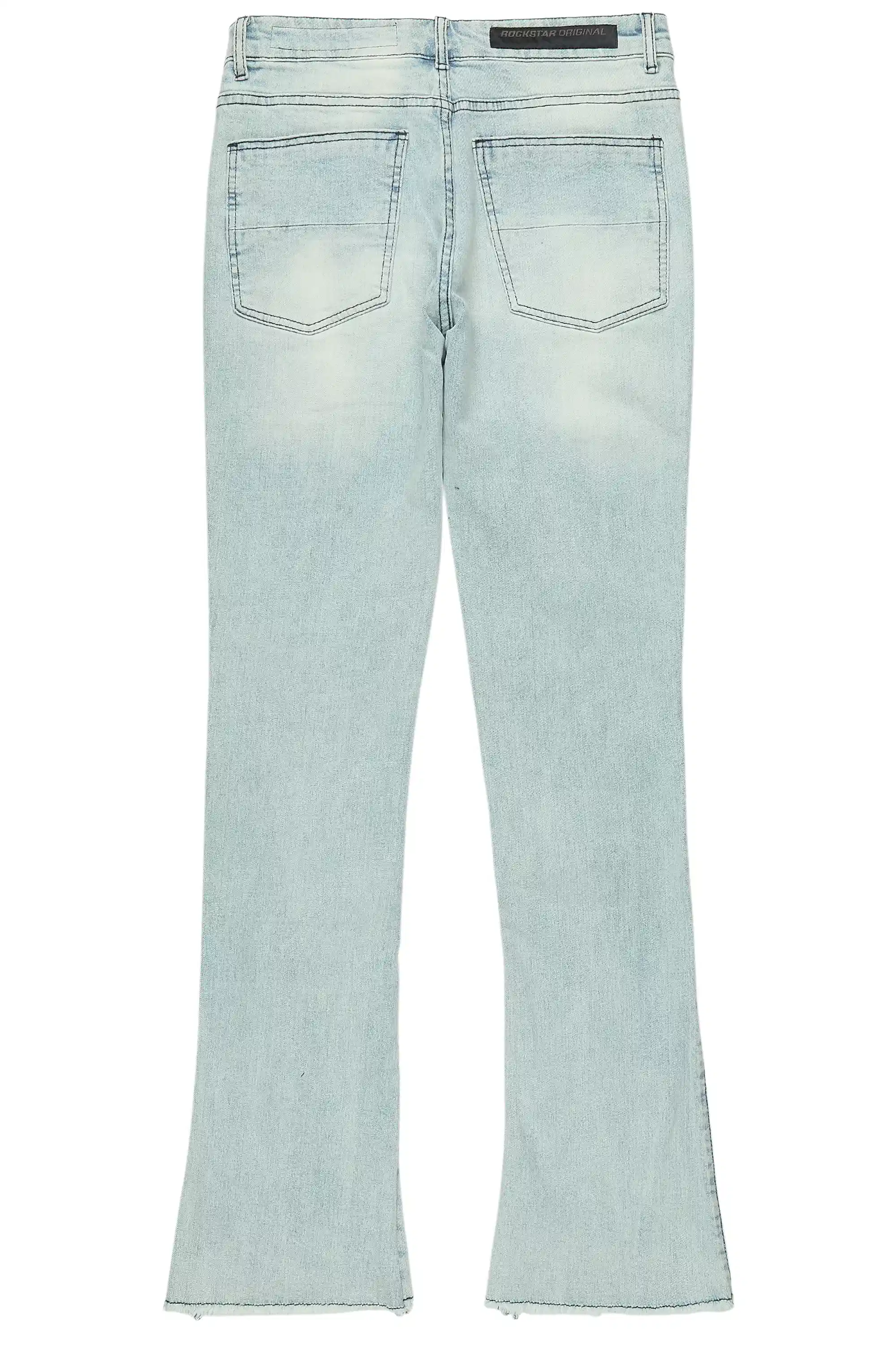 Espan Light Blue Stacked Flare Jean - Image 10