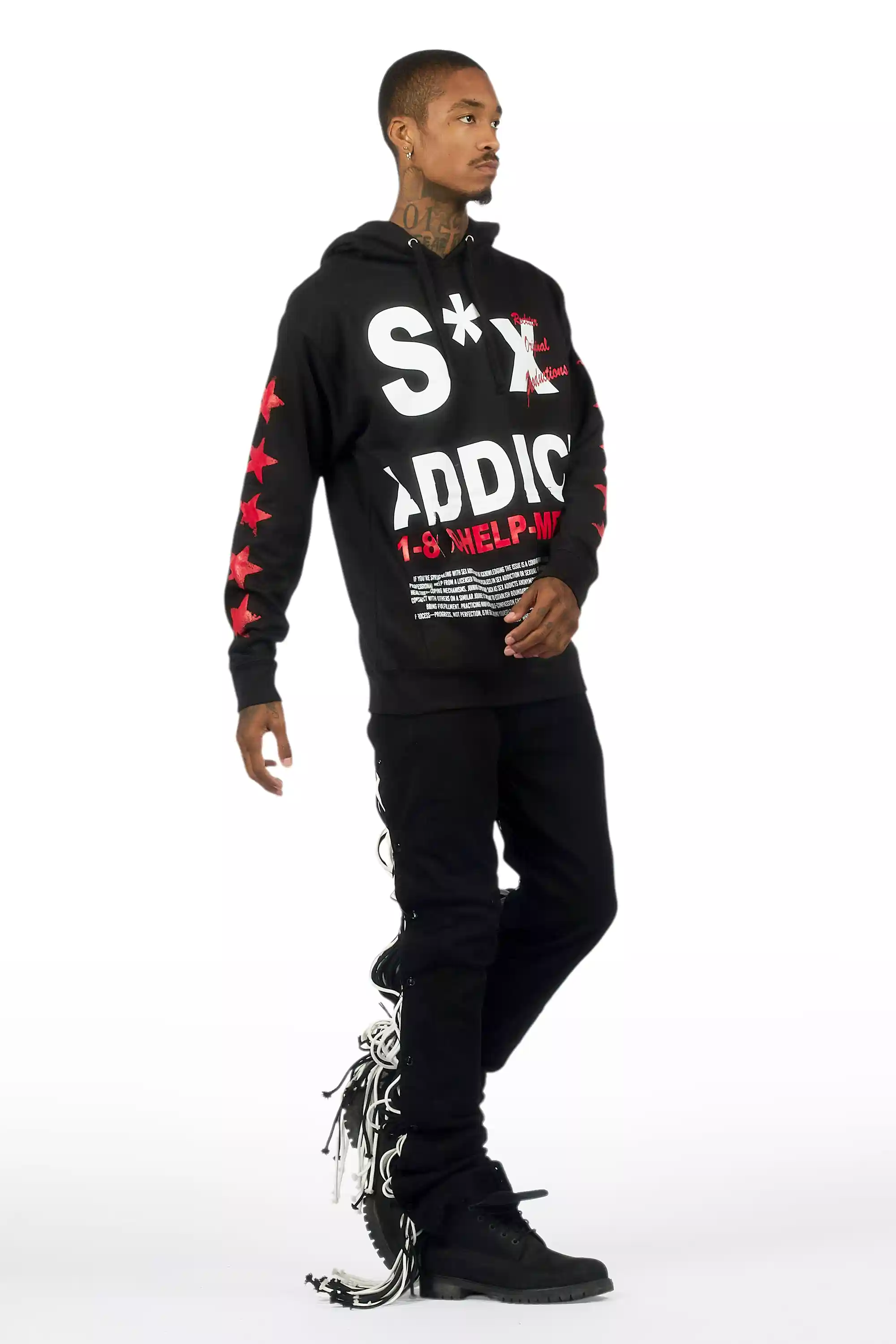 Otto Black Stacked Flare Jean - Image 8