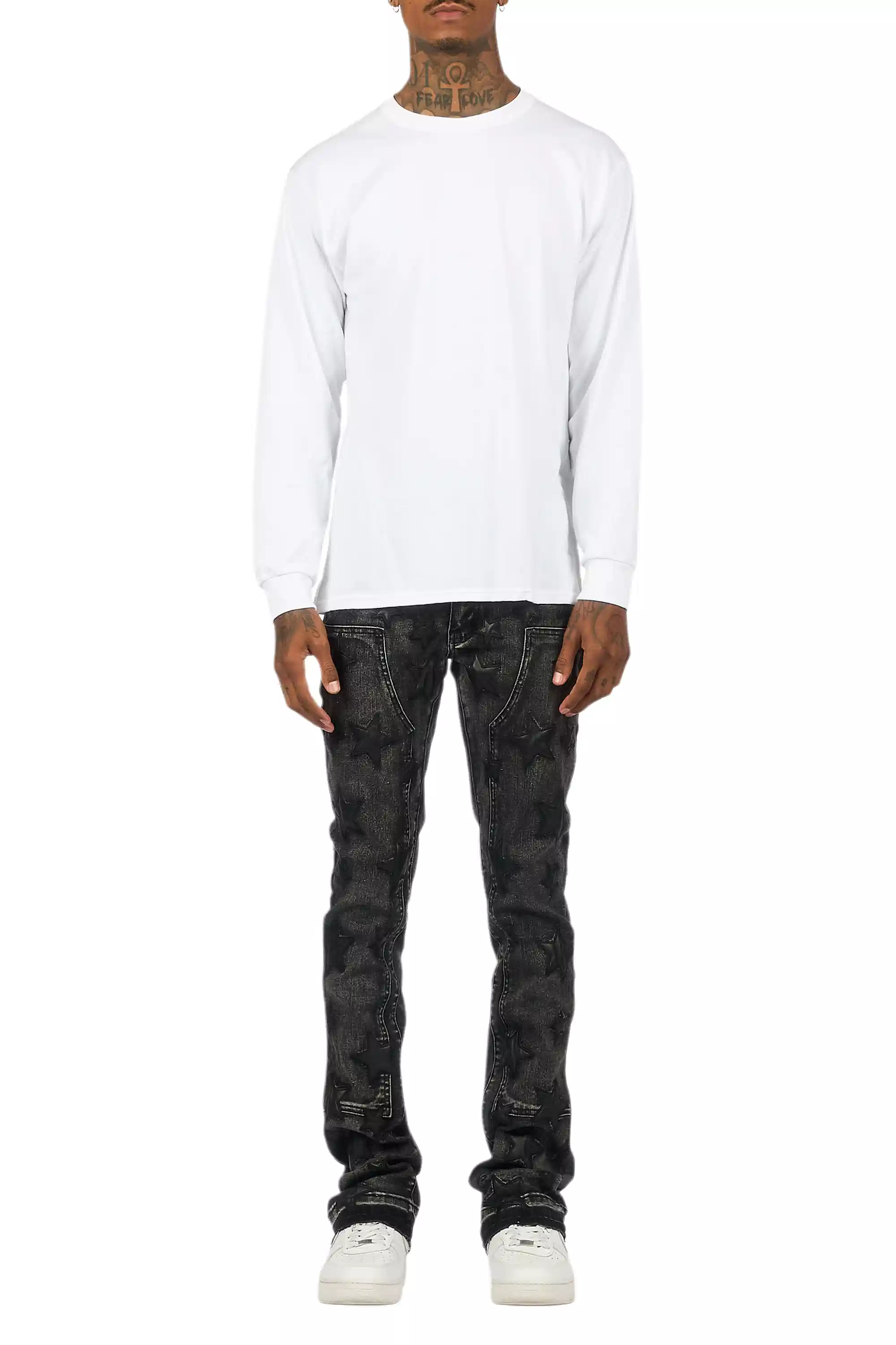 Starship Dark Grey/Black Stacked Flare Jean - Image 11